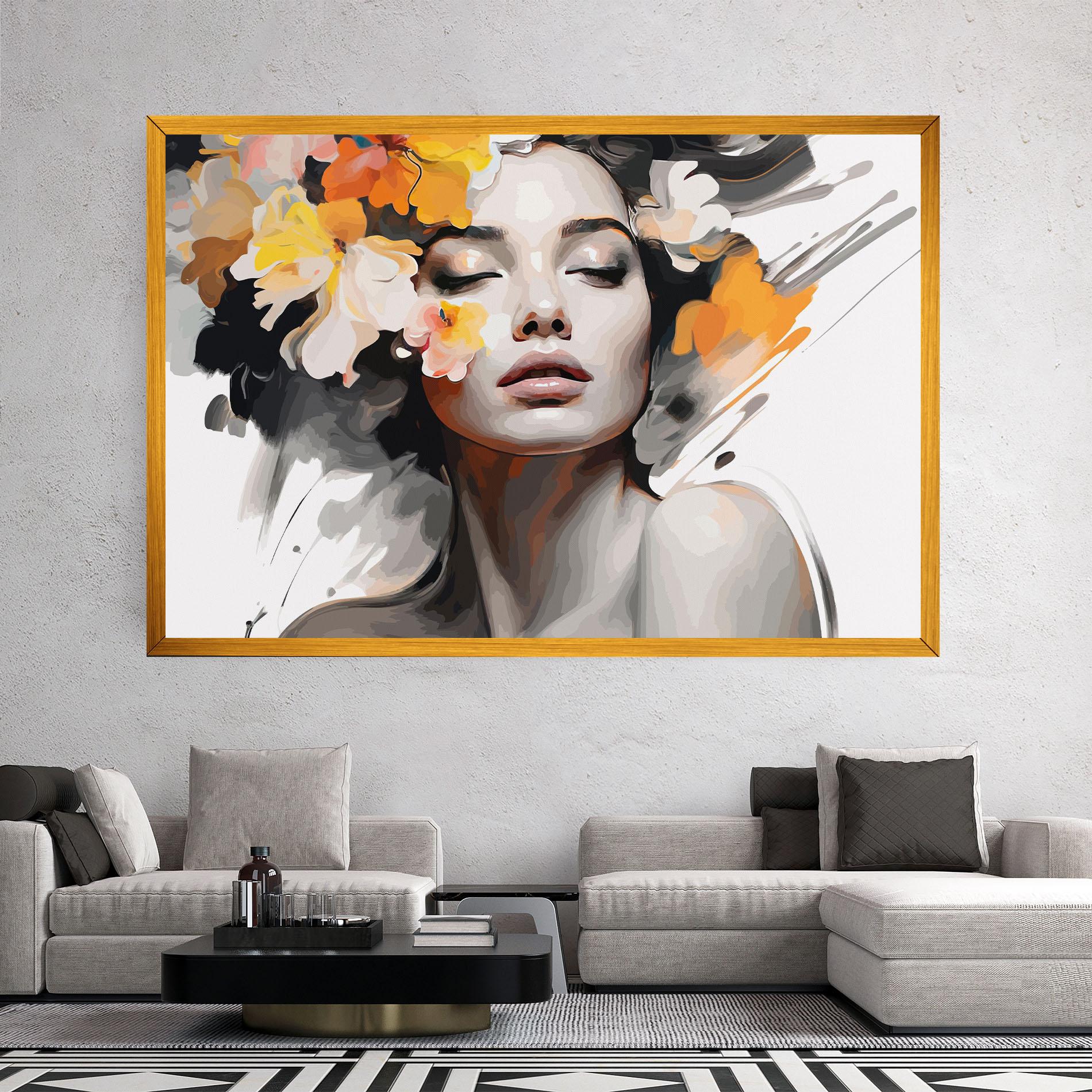 Картина на платно Yellow Flower Portrait mockup 2