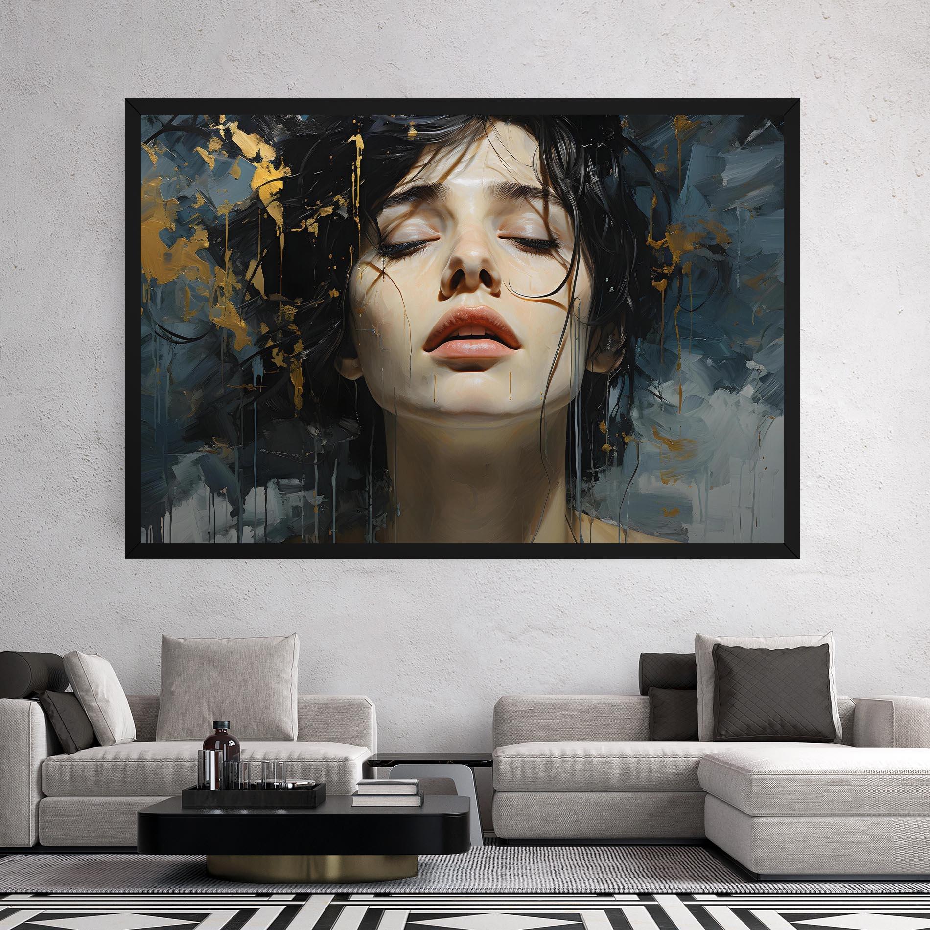 Картина на платно Closed Eyes Woman mockup 2