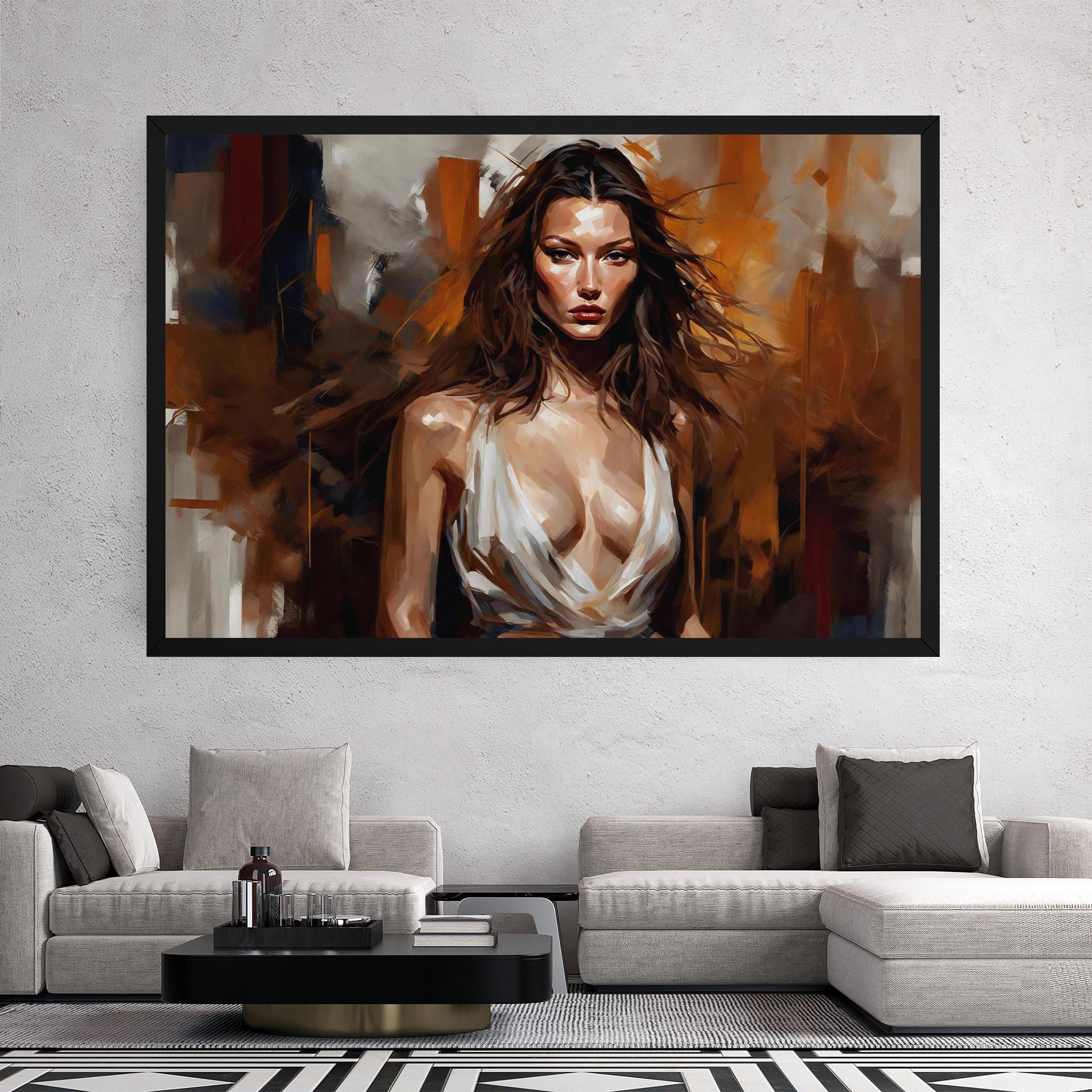 Картина на платно Long Brown Hair Woman mockup 2