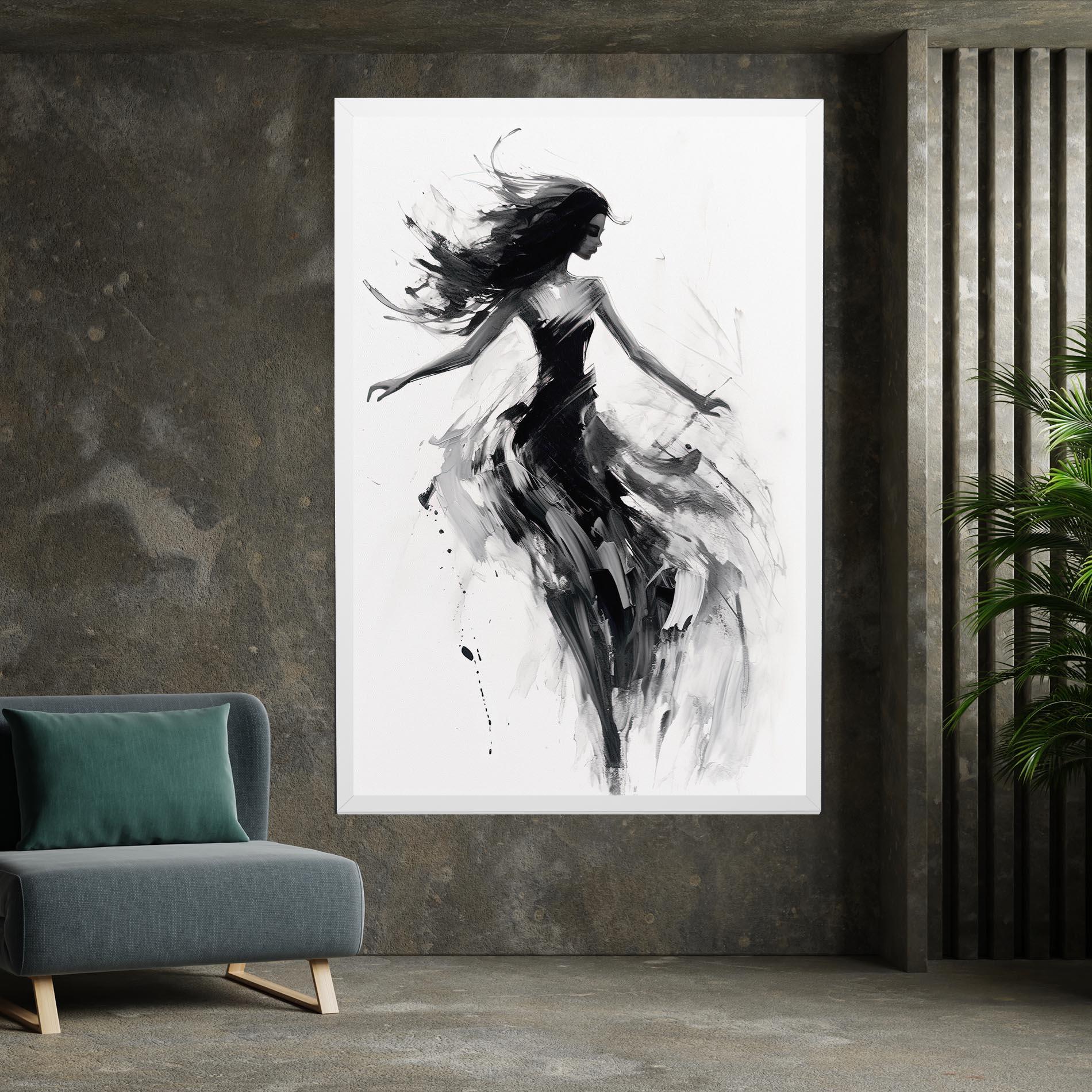 Картина на платно Black Ink Woman mockup 7