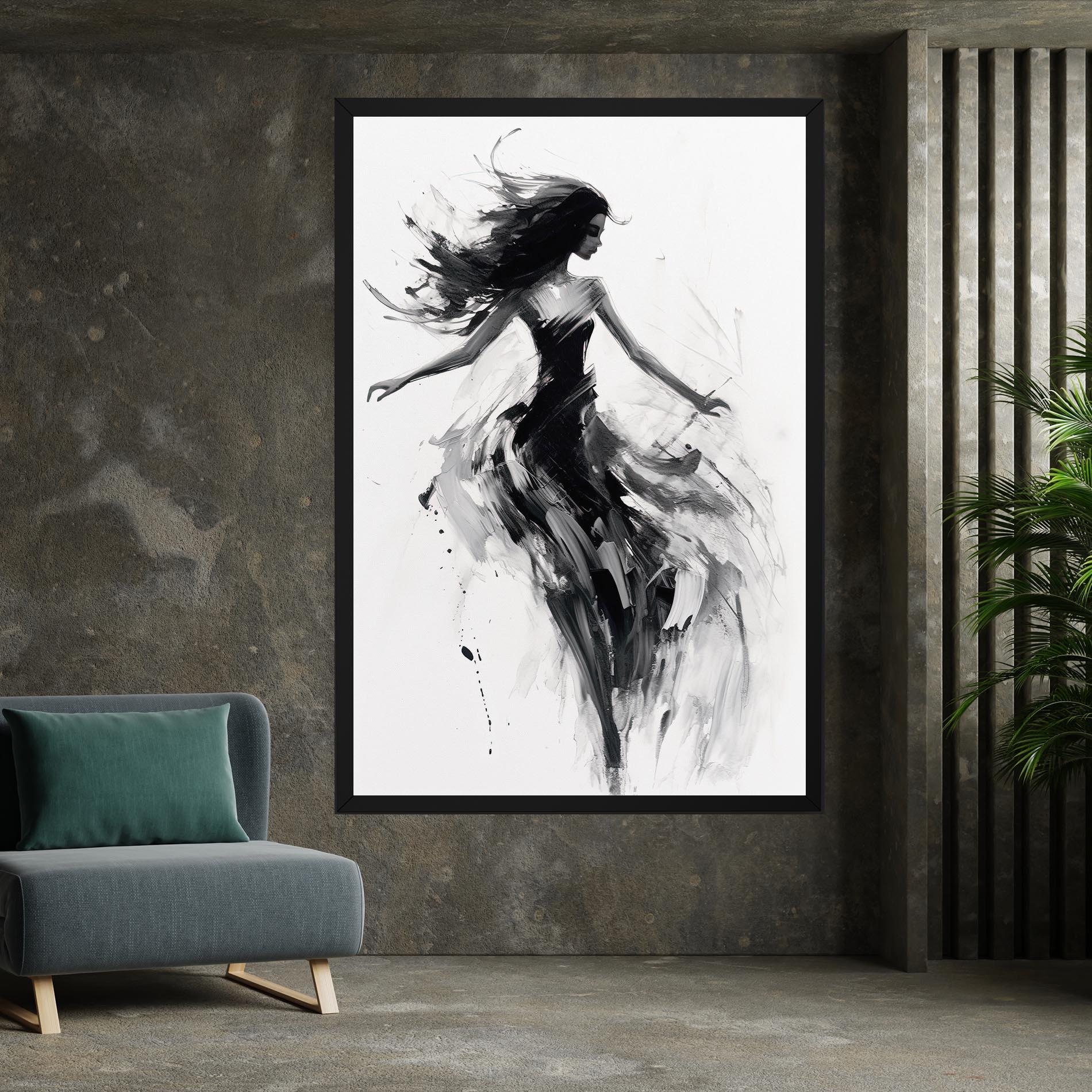 Картина на платно Black Ink Woman mockup 7