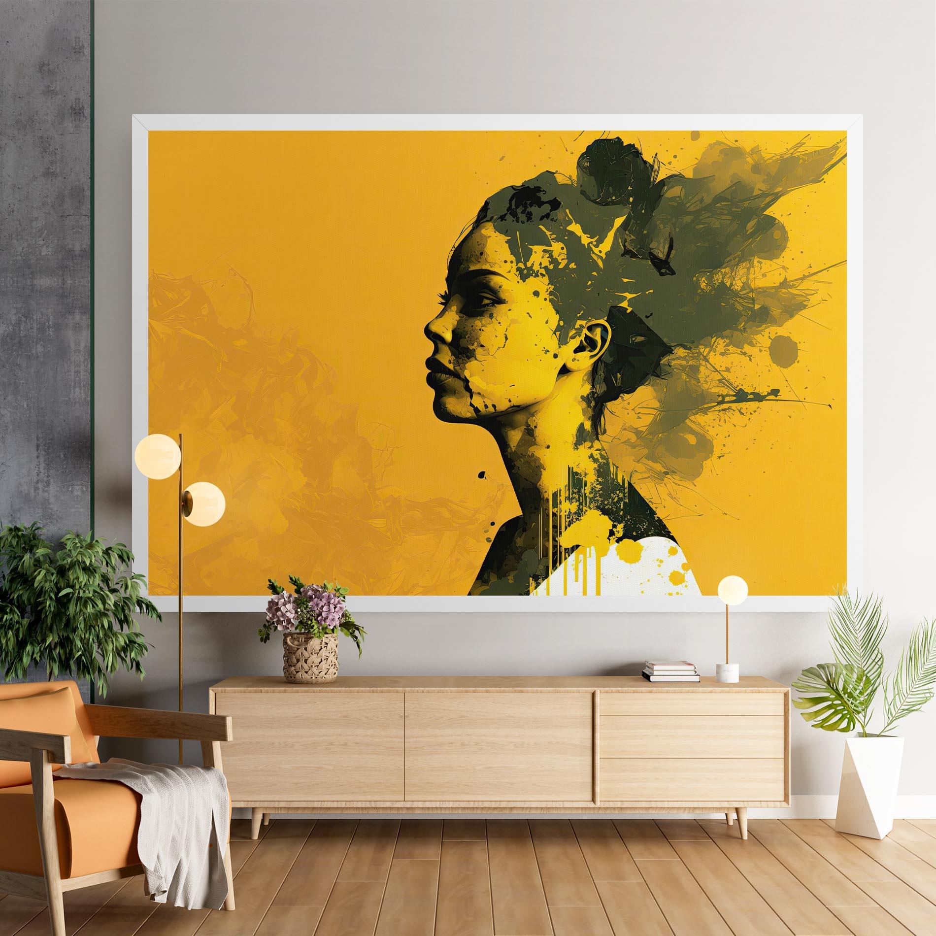 Картина на платно Thinking Yellow mockup 9