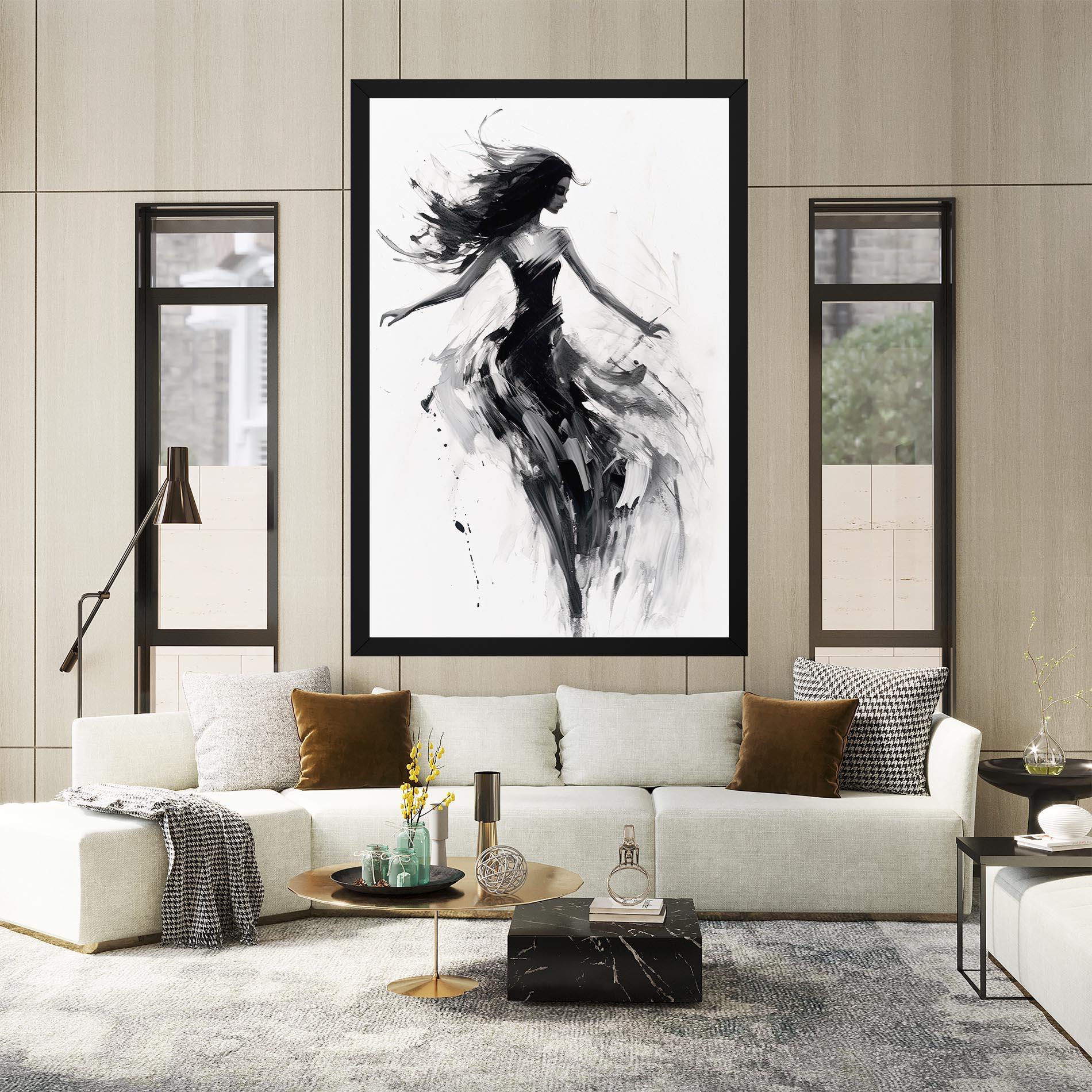 Картина на платно Black Ink Woman mockup 2