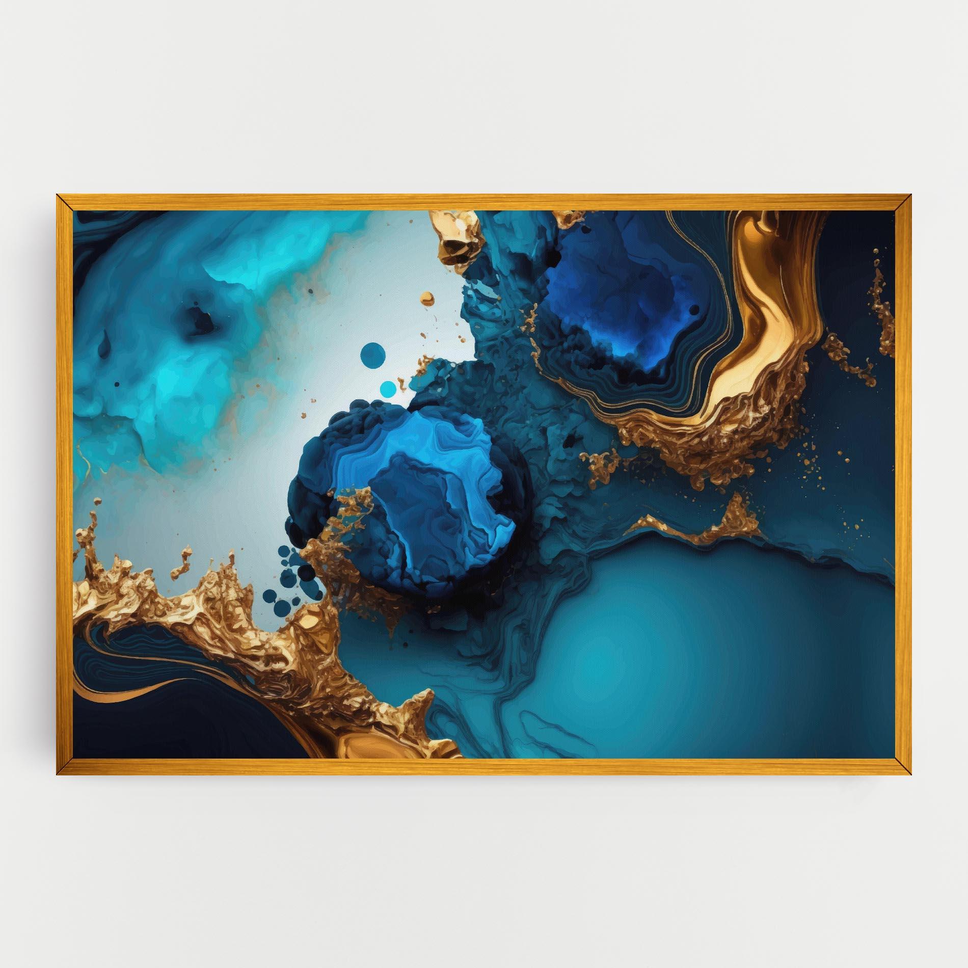 Картина на платно Blue Gold Wave mockup 0