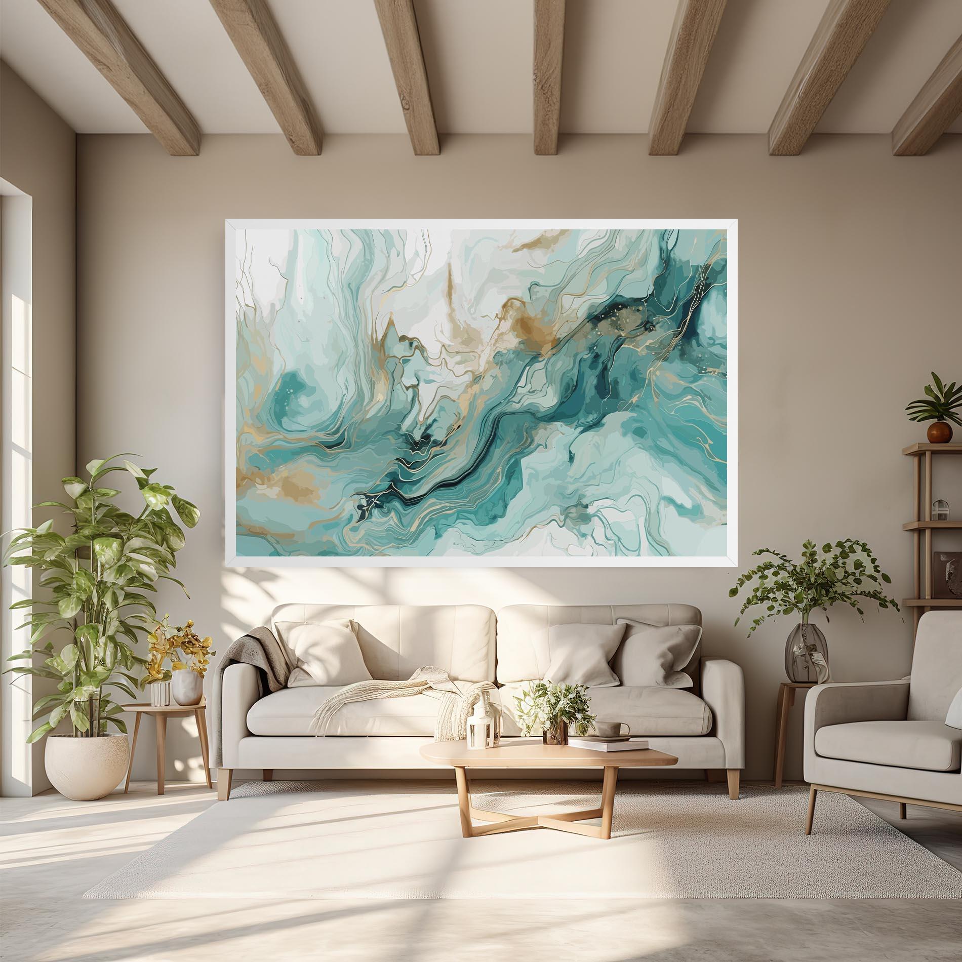 Картина на платно Green Gold Water mockup 6