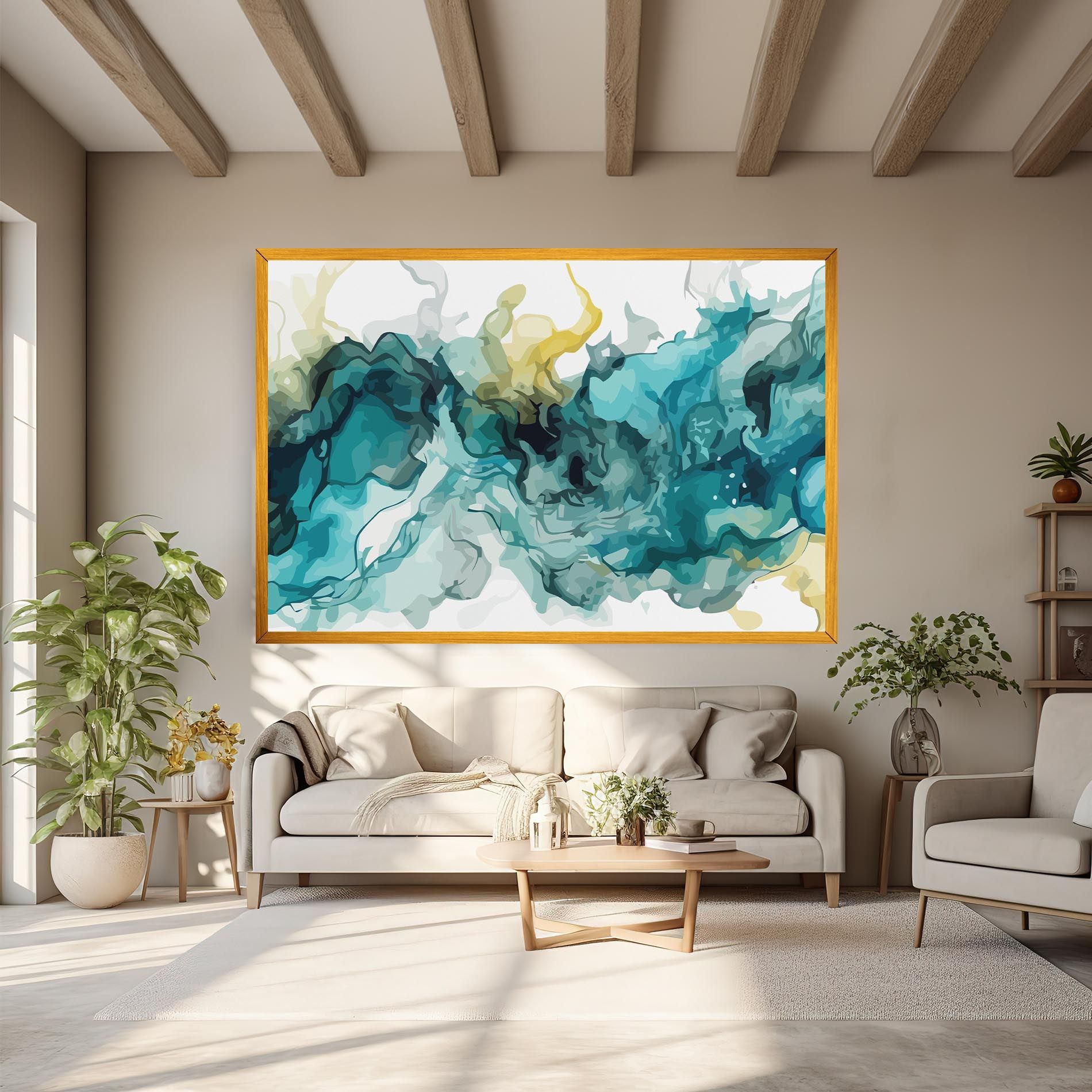 Blue Yellow Art mockup 6