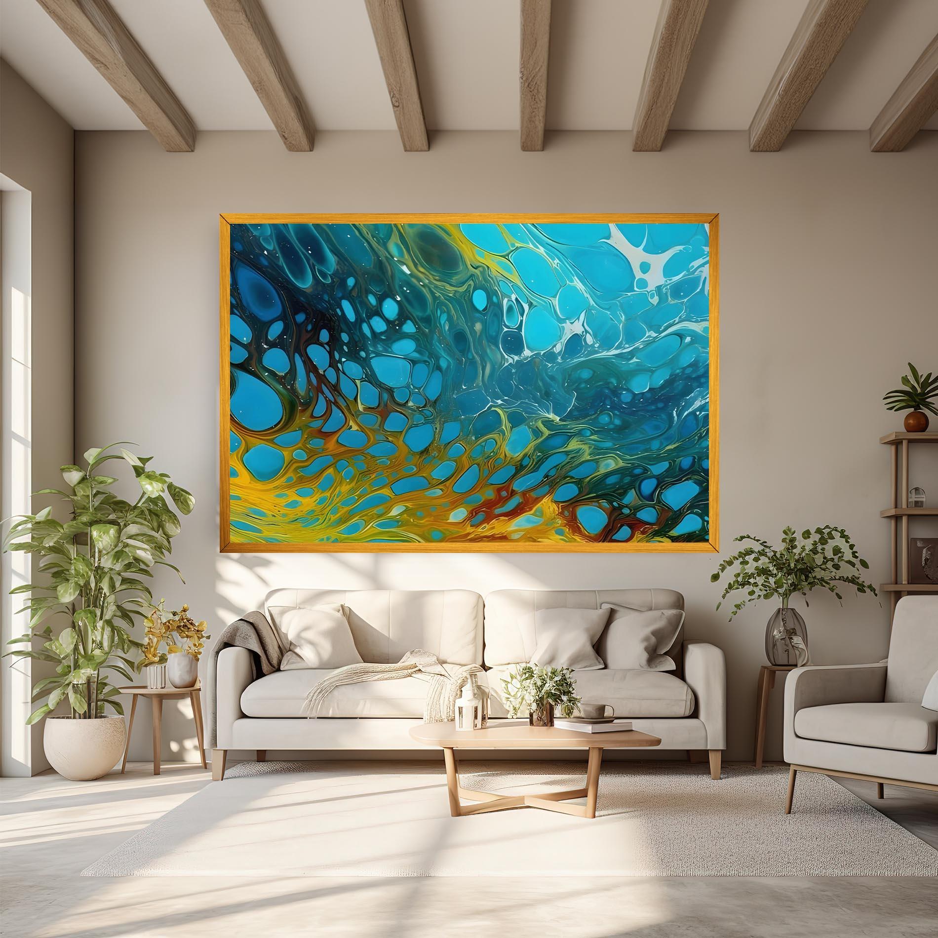 Картина на платно Yellow Green Ocean mockup 6