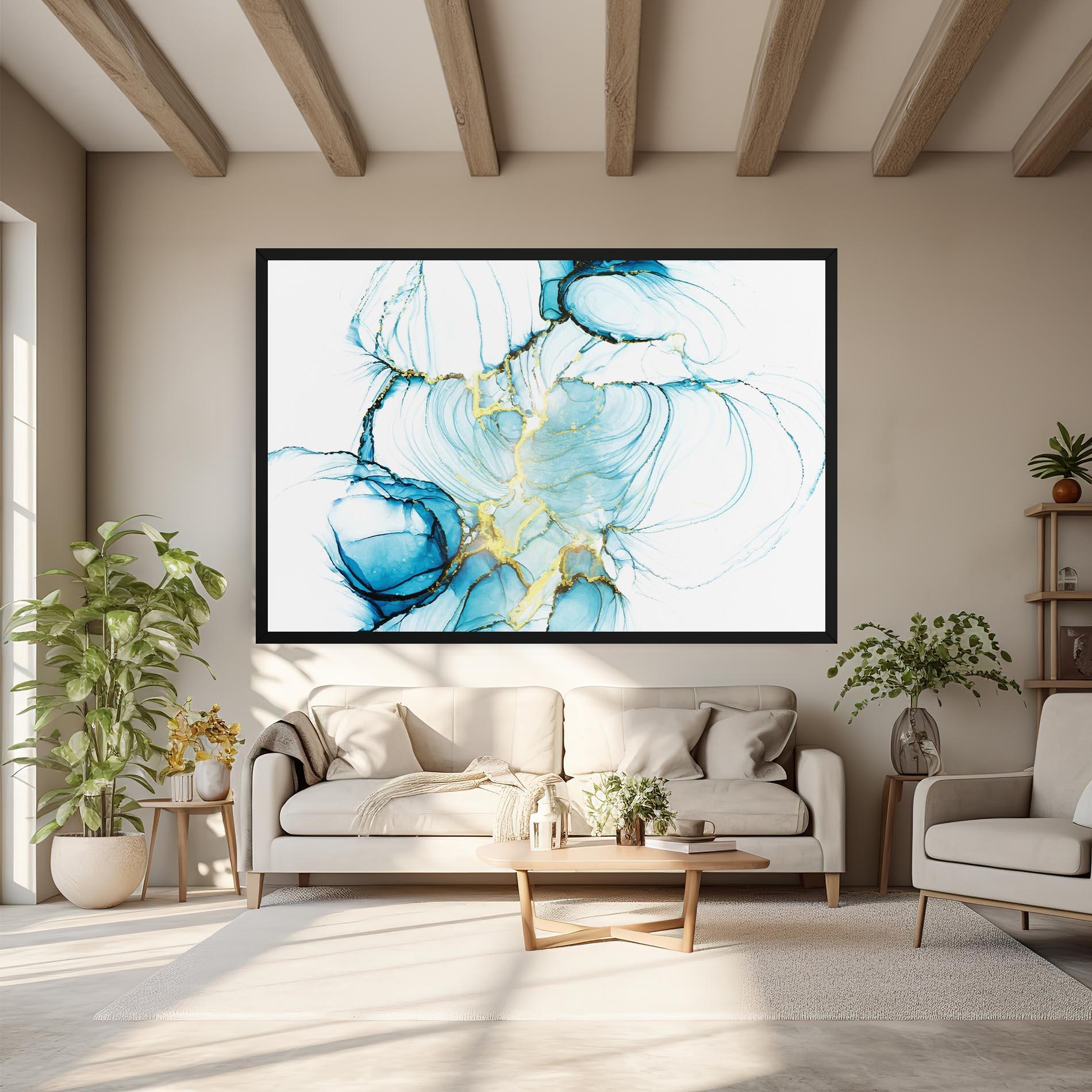 Картина на платно Artistic Gold Blue mockup 6