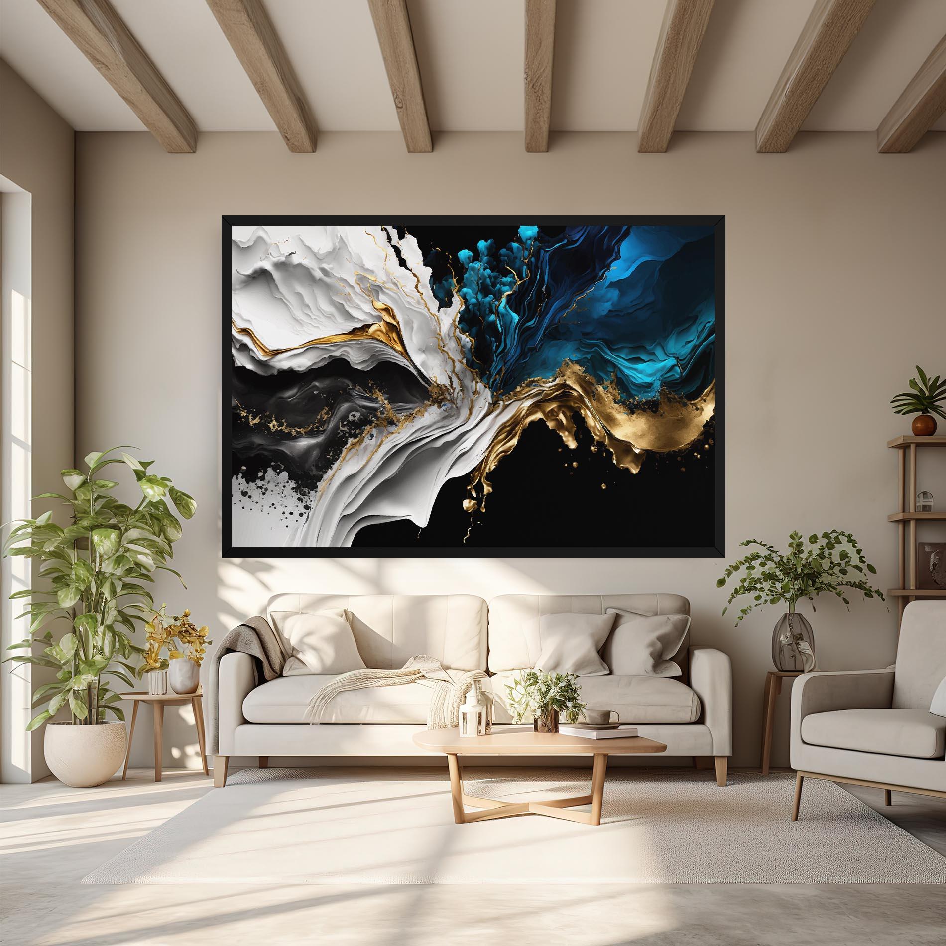 Картина на платно White Black Wave mockup 6