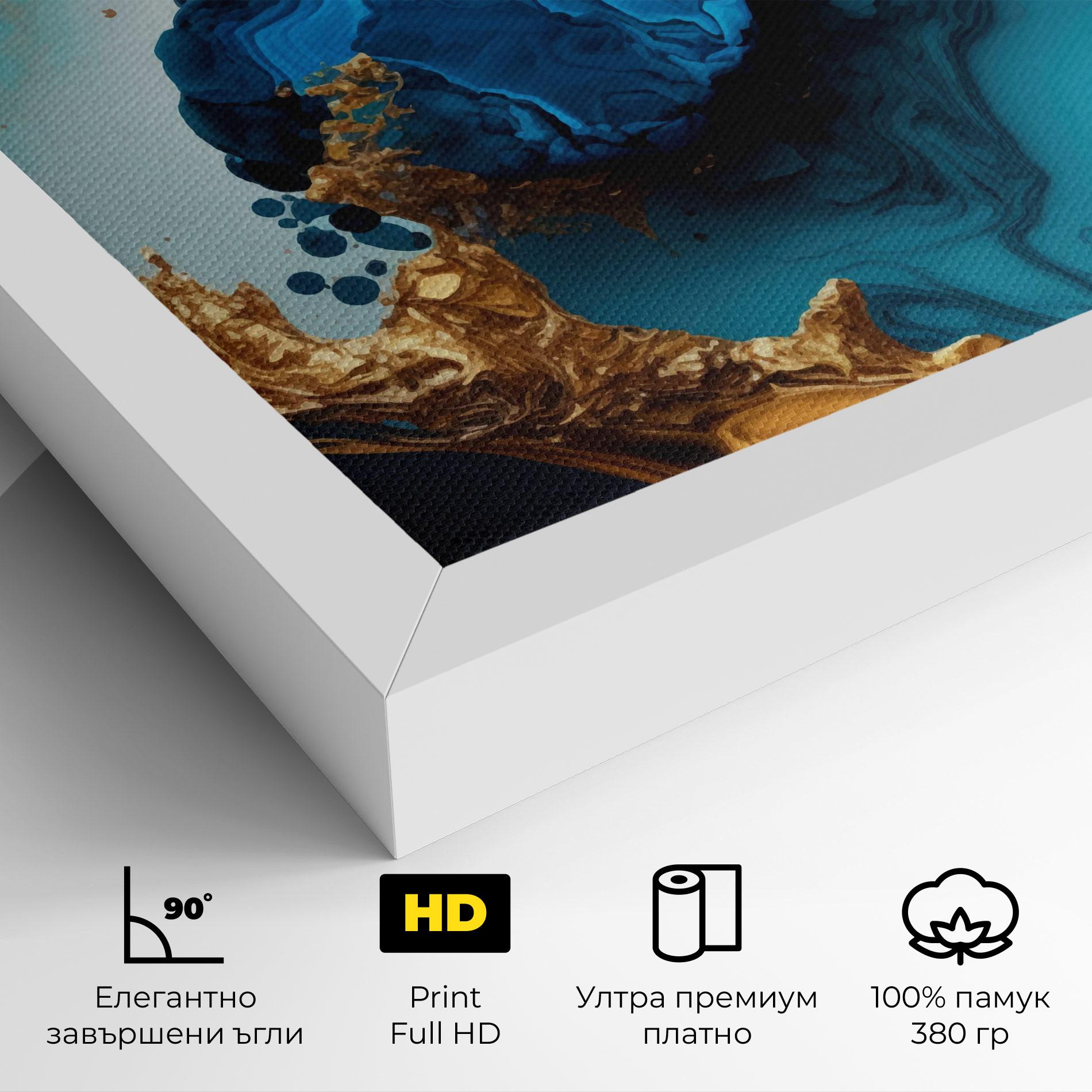 Картина на платно Blue Gold Wave mockup 4