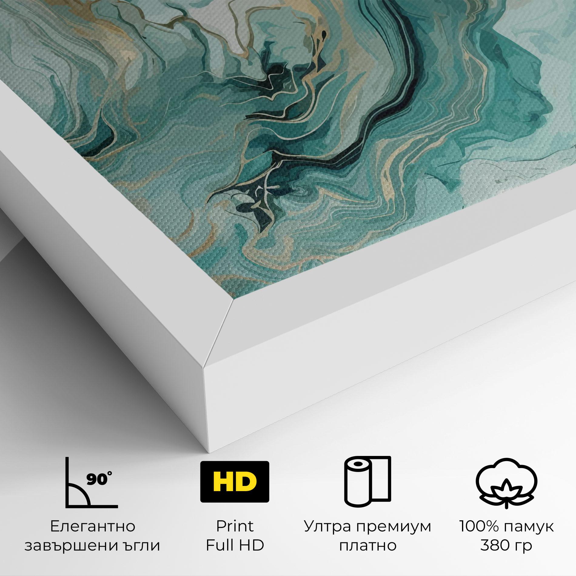 Картина на платно Green Gold Water mockup 4