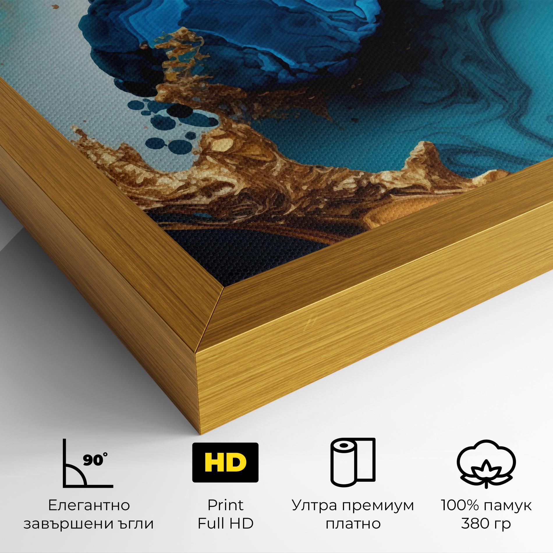 Картина на платно Blue Gold Wave mockup 4