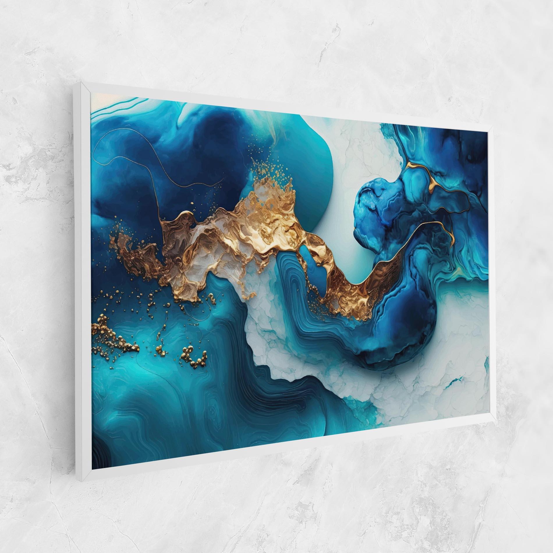 Картина на платно Gold Blue Art Wave mockup 1
