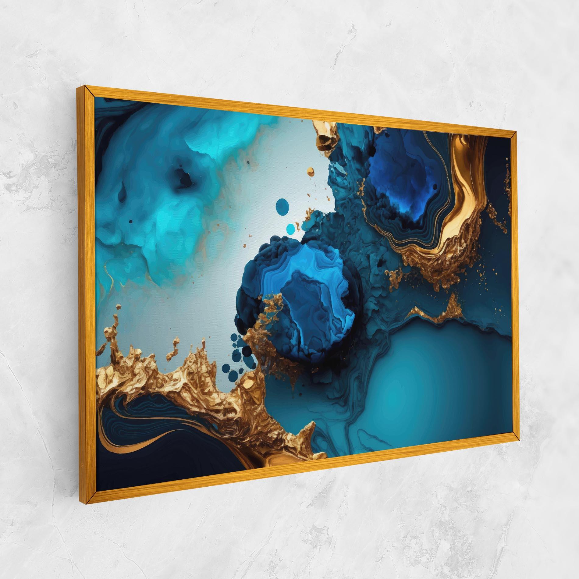 Картина на платно Blue Gold Wave mockup 1