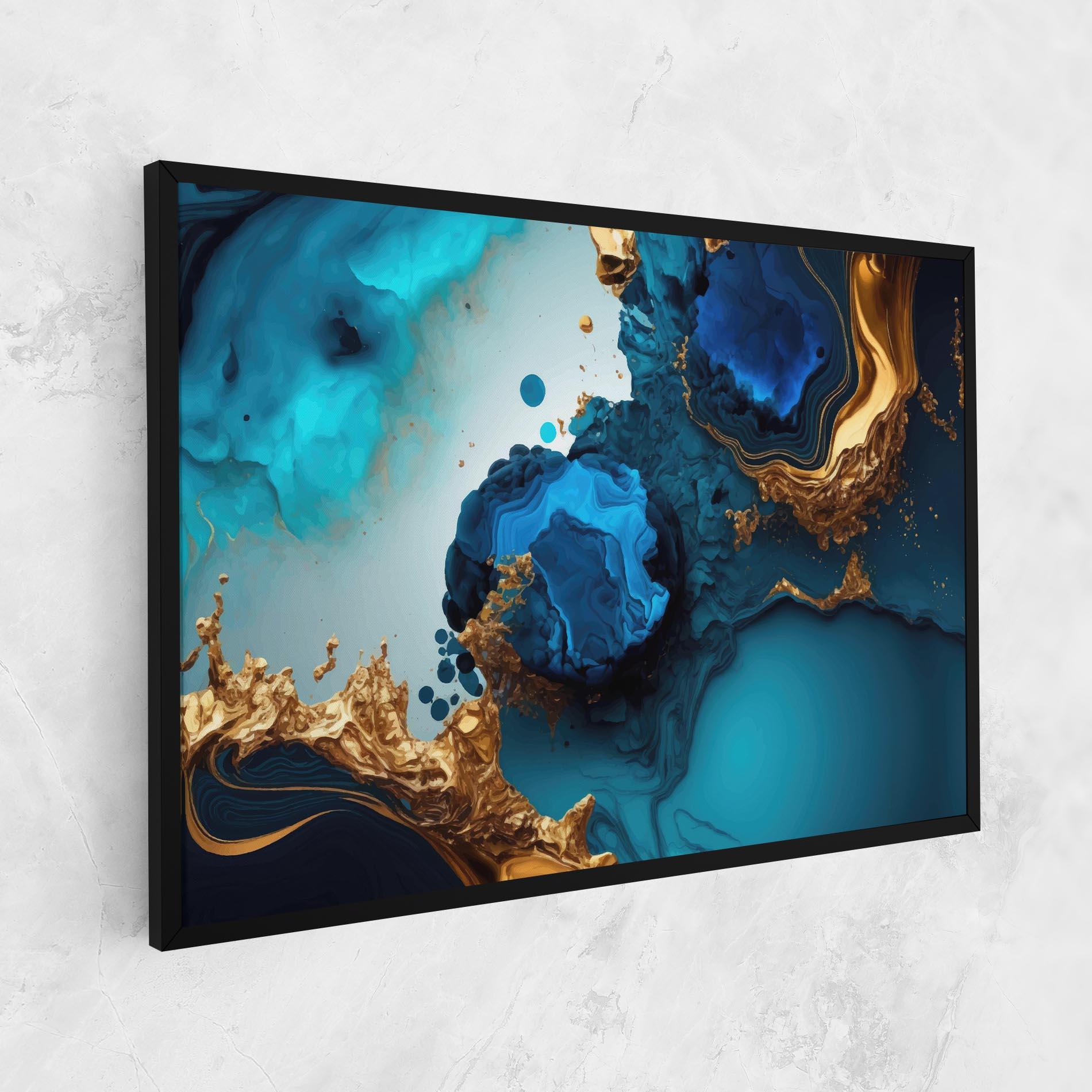 Картина на платно Blue Gold Wave mockup 1