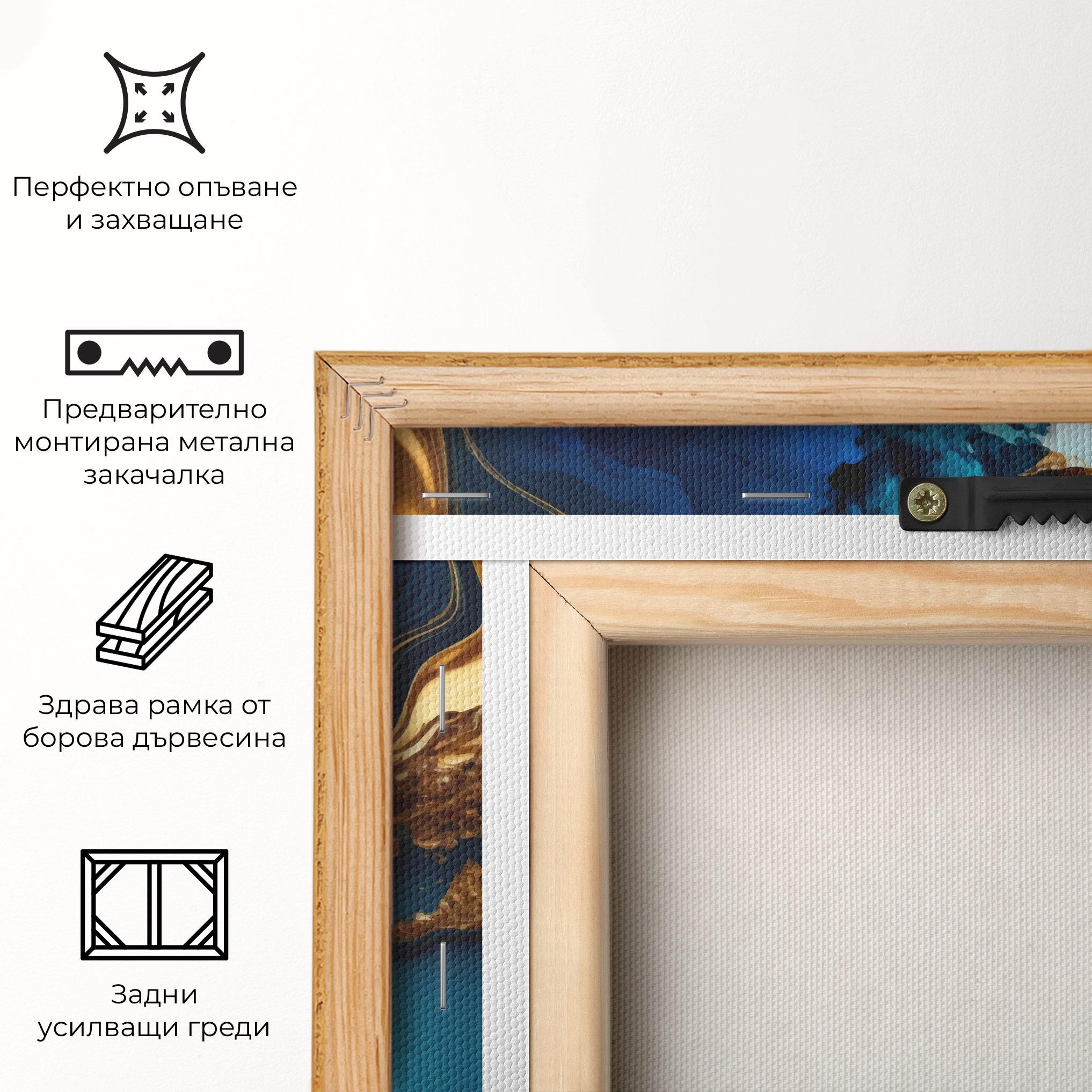 Картина на платно Blue Gold Wave mockup 5