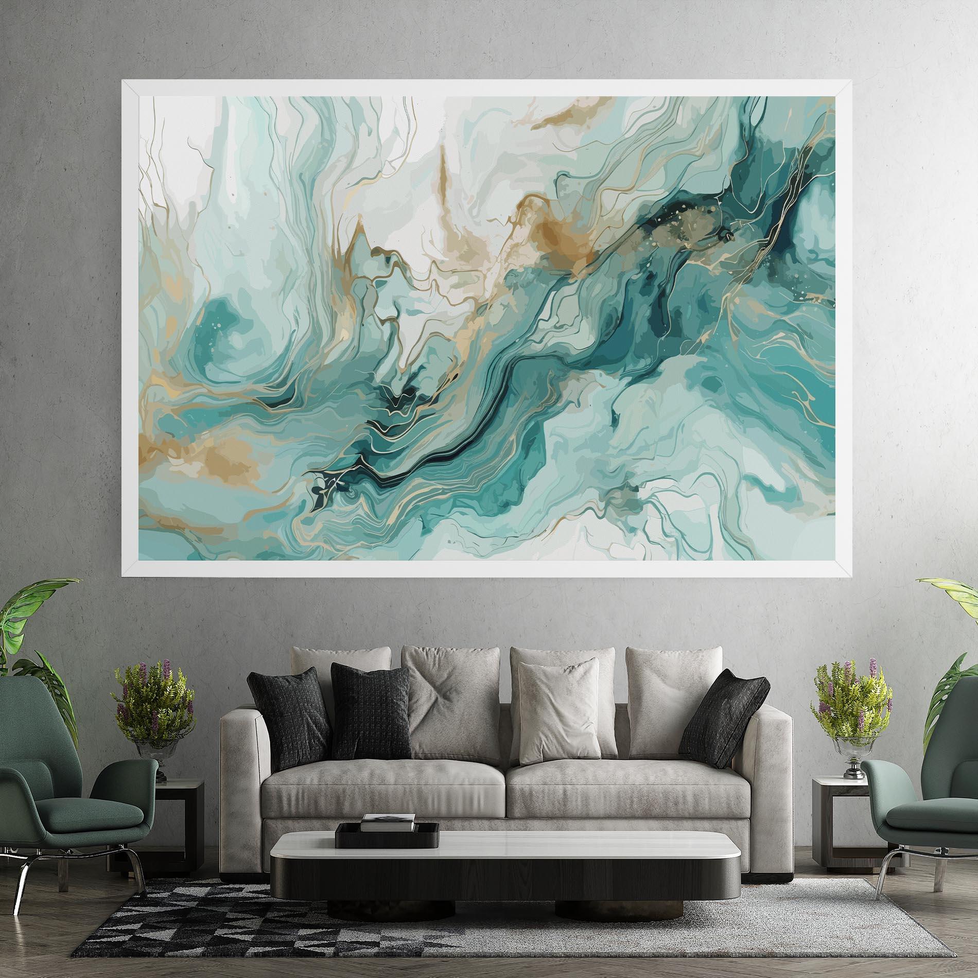 Картина на платно Green Gold Water mockup 7