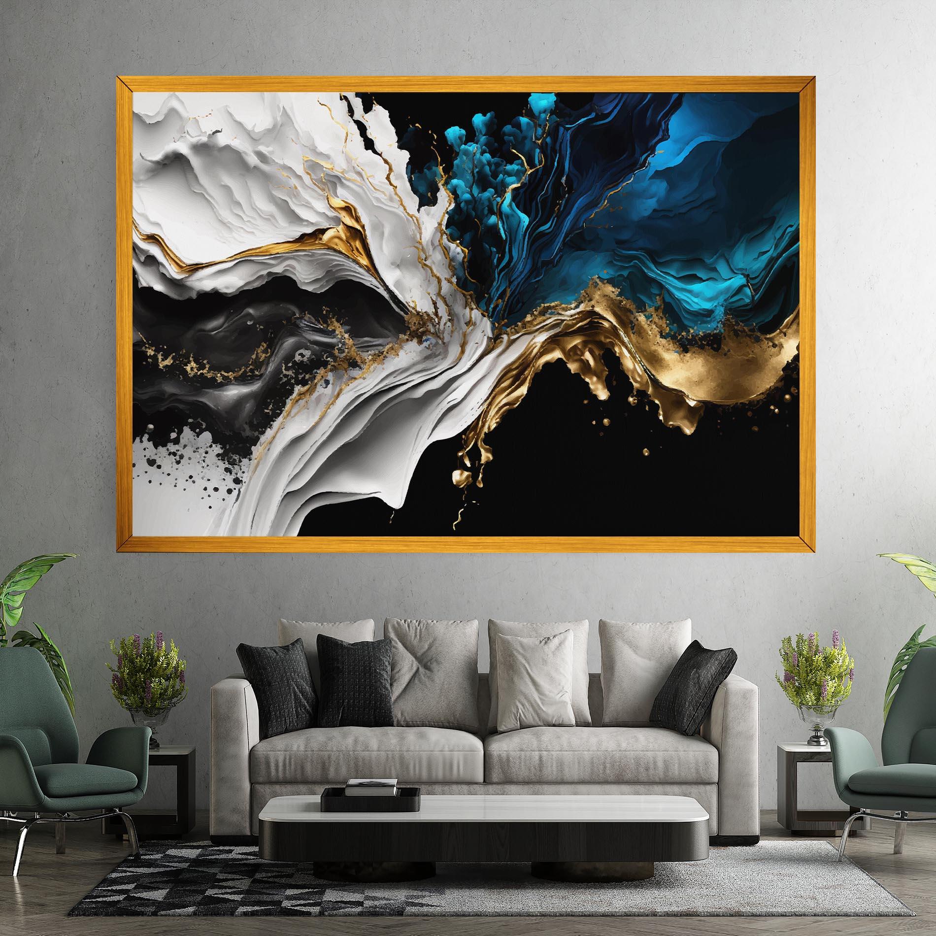 Картина на платно White Black Wave mockup 7