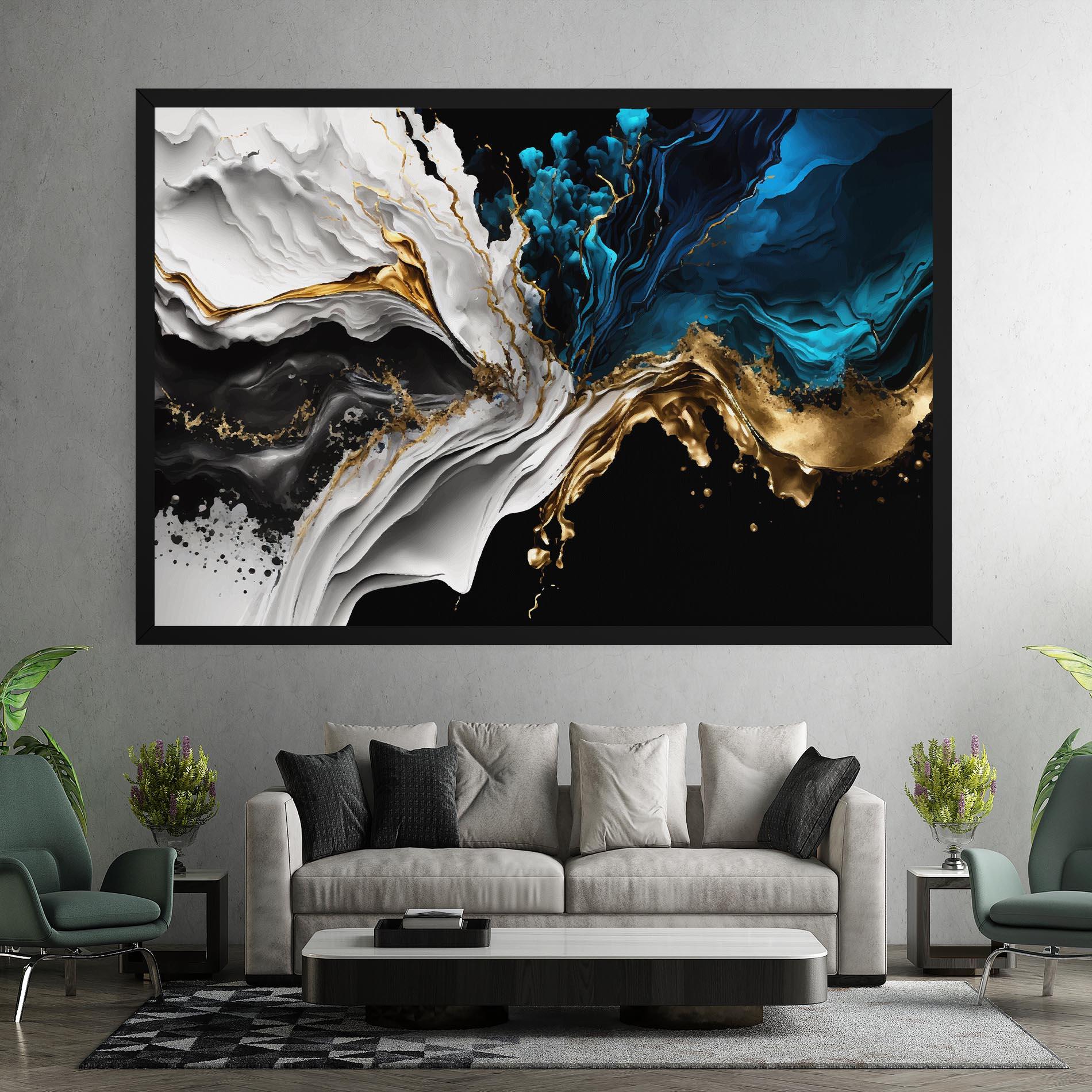 Картина на платно White Black Wave mockup 7