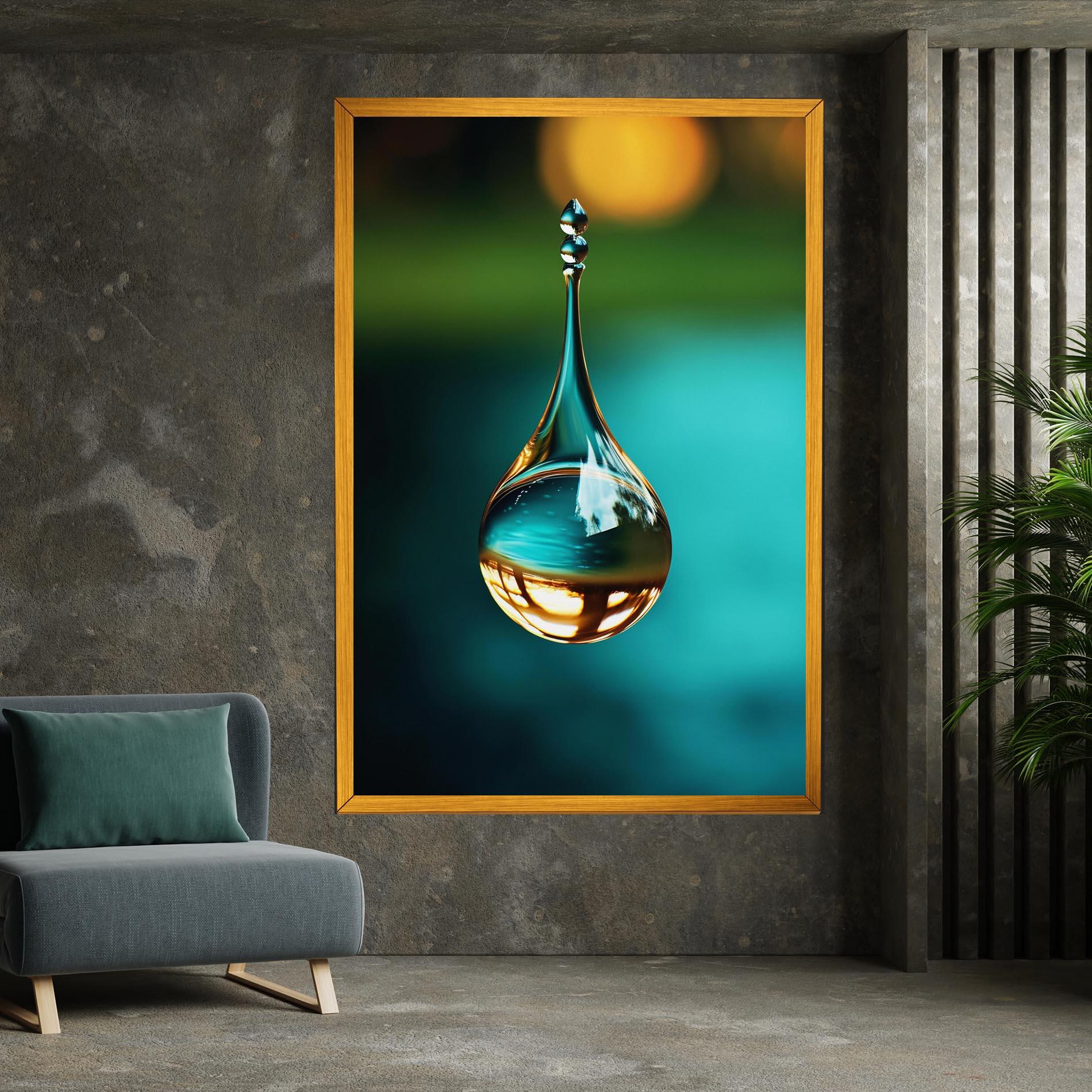 Картина на платно Big Green Drop mockup 7