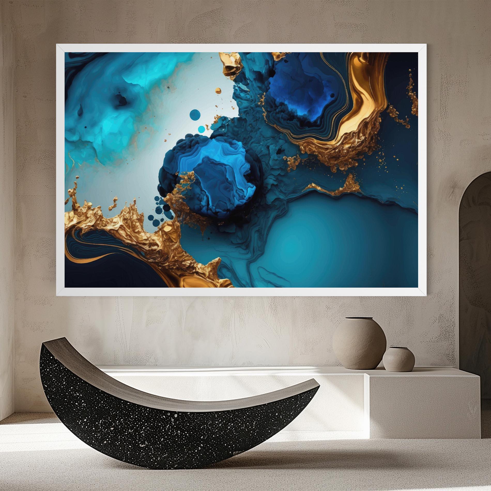 Картина на платно Blue Gold Wave mockup 8