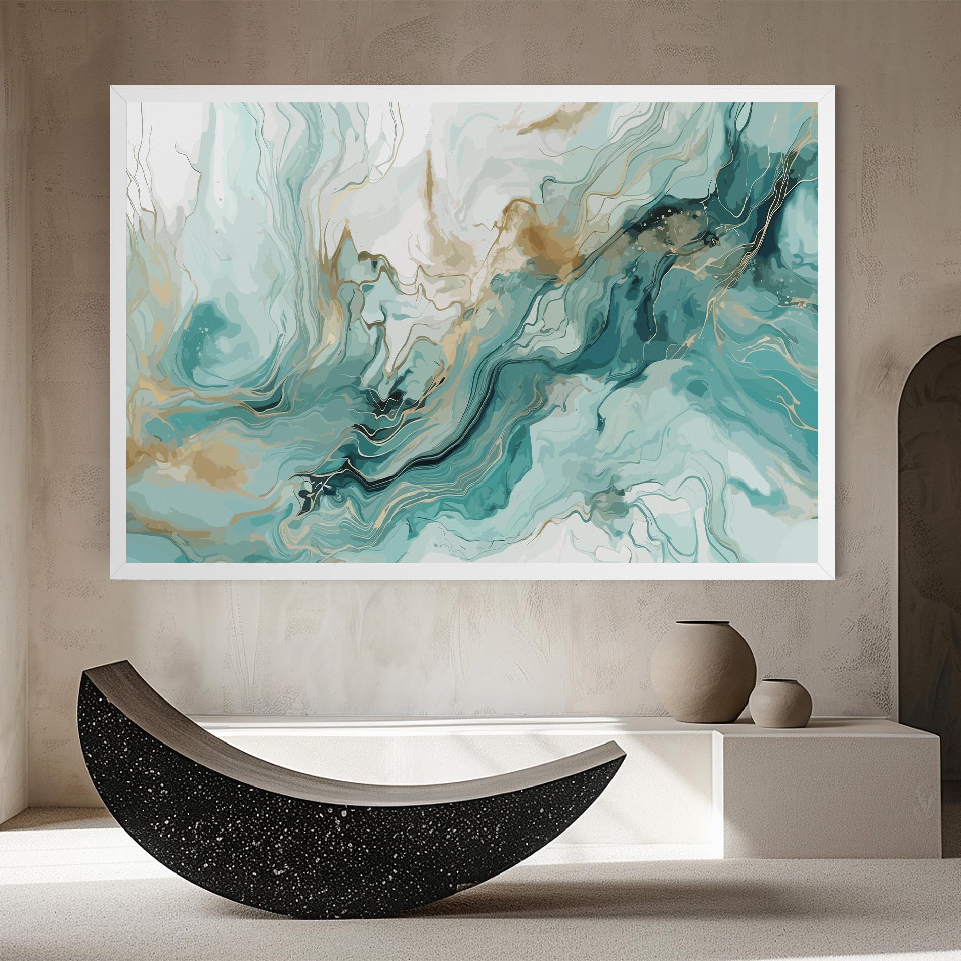 Картина на платно Green Gold Water mockup 8