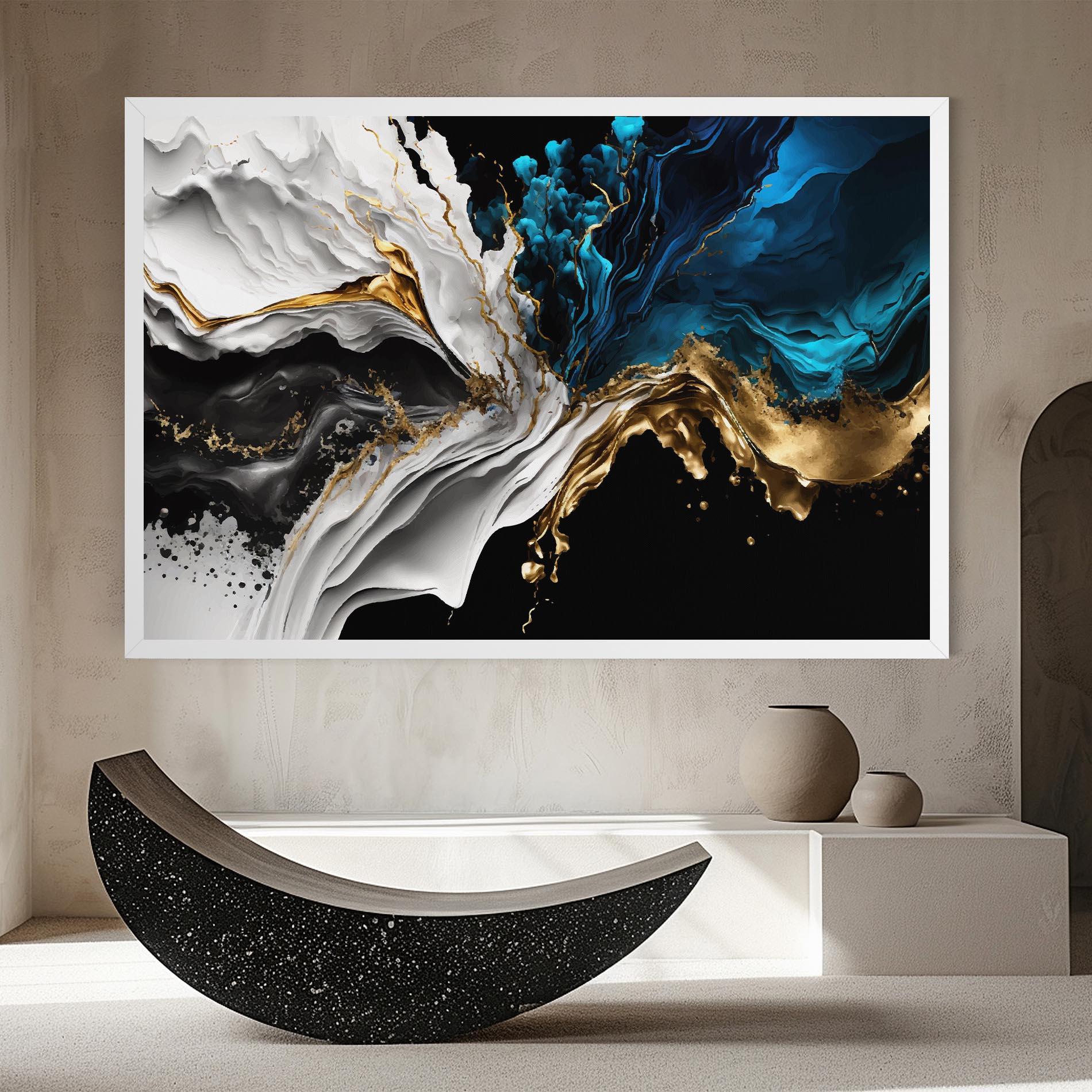 Картина на платно White Black Wave mockup 8