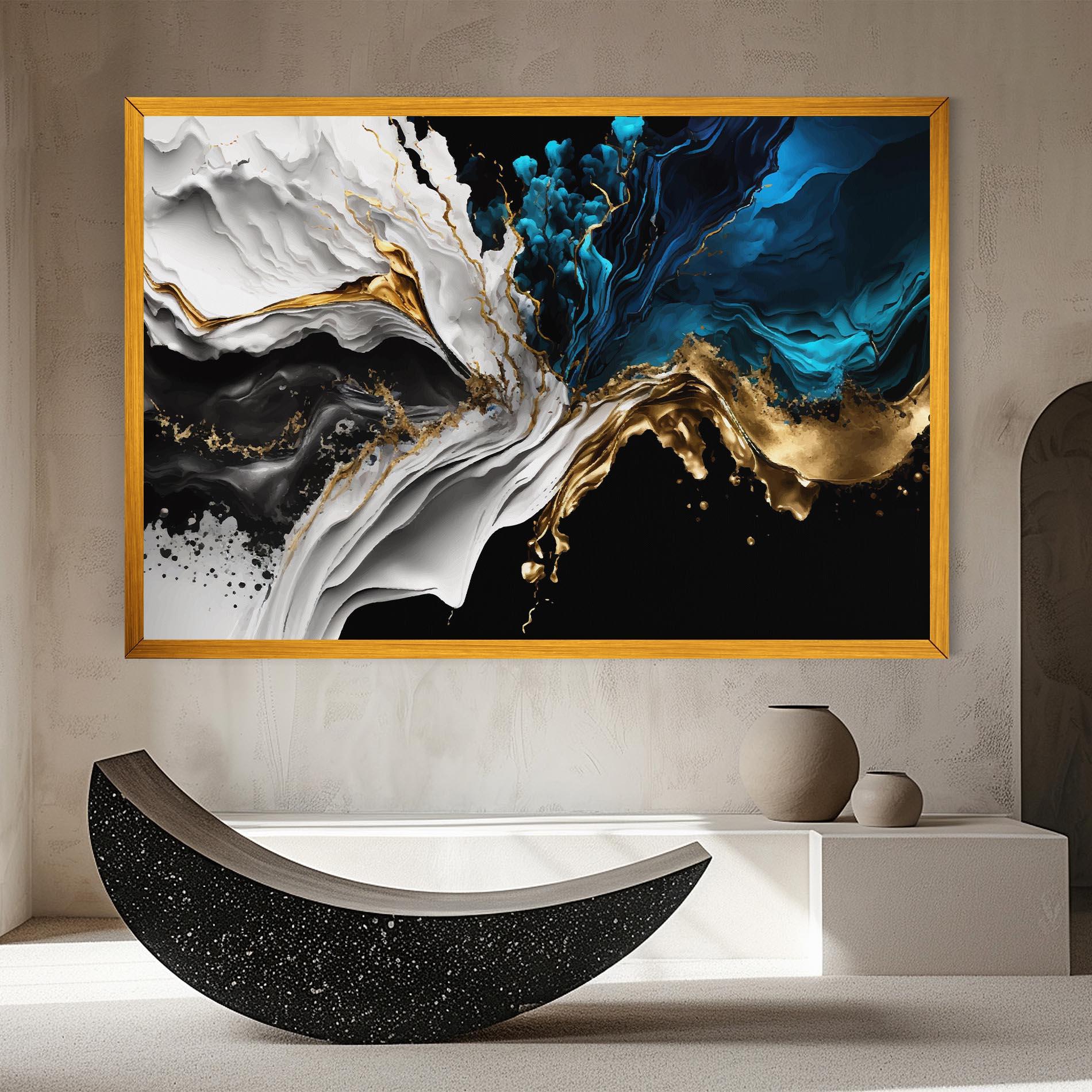 Картина на платно White Black Wave mockup 8