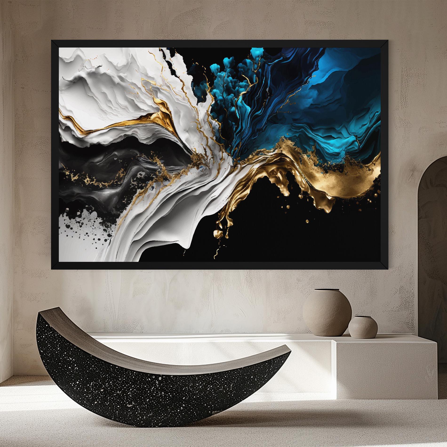 Картина на платно White Black Wave mockup 8