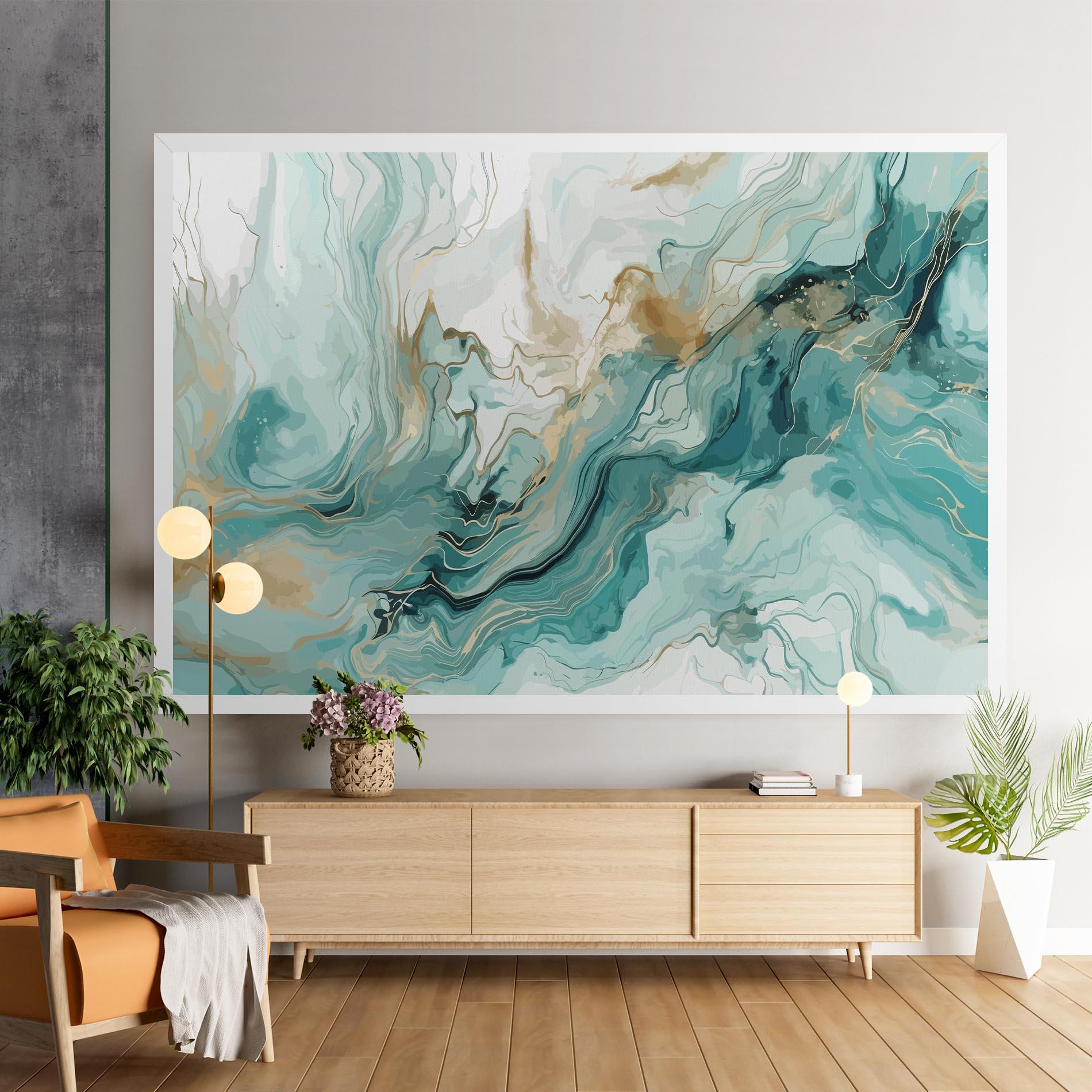 Картина на платно Green Gold Water mockup 9