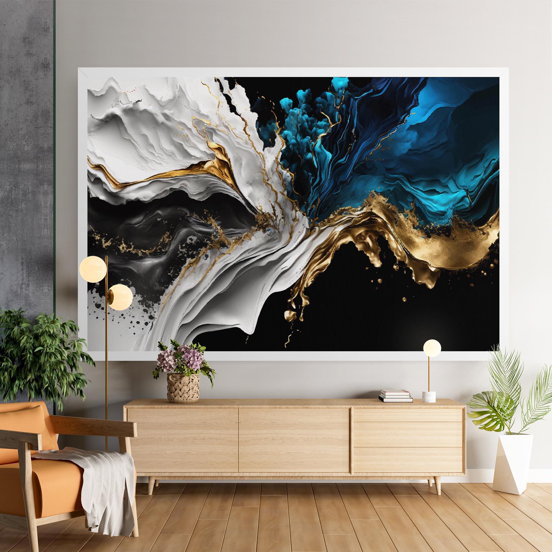 Картина на платно White Black Wave mockup 9