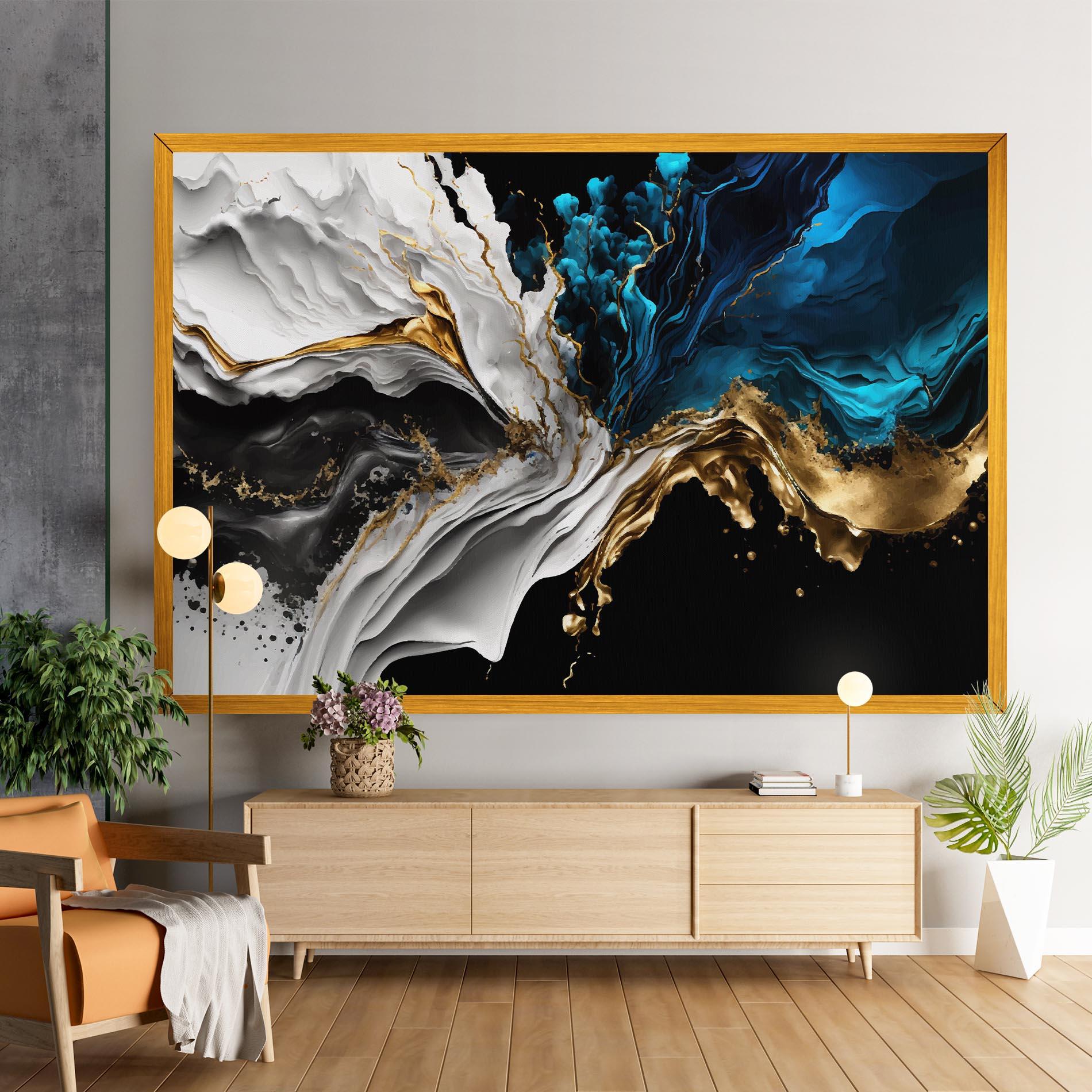 Картина на платно White Black Wave mockup 9