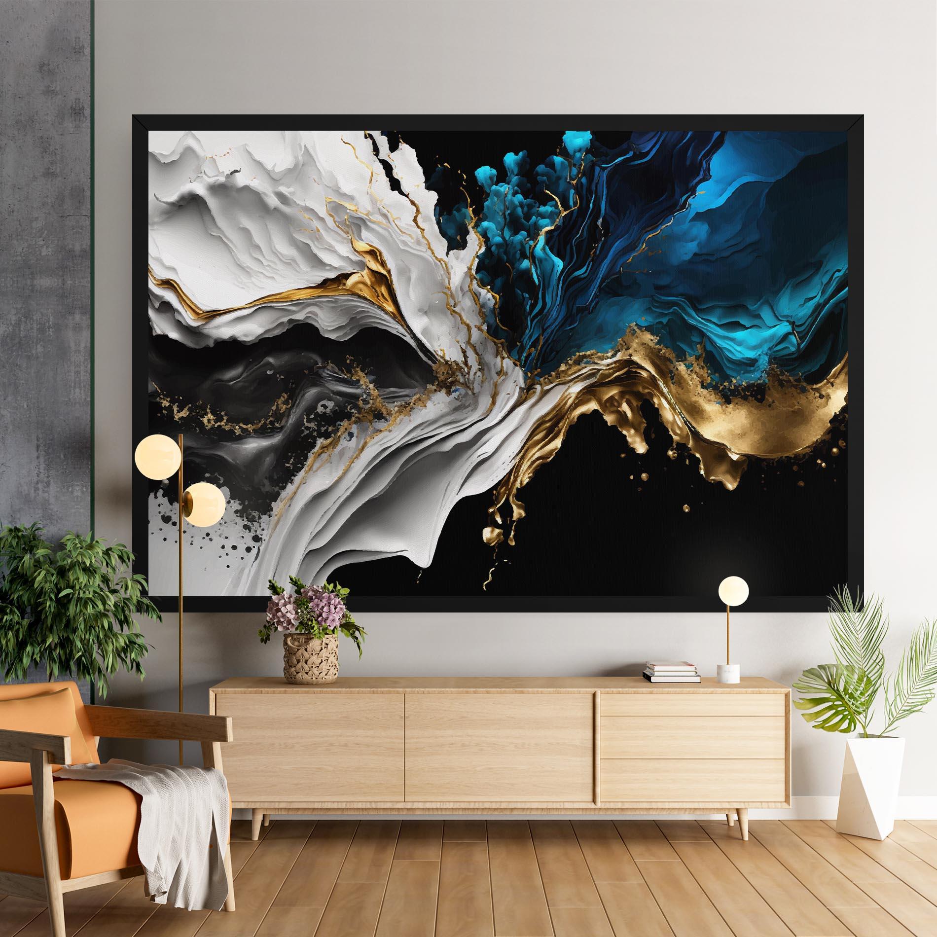 Картина на платно White Black Wave mockup 9