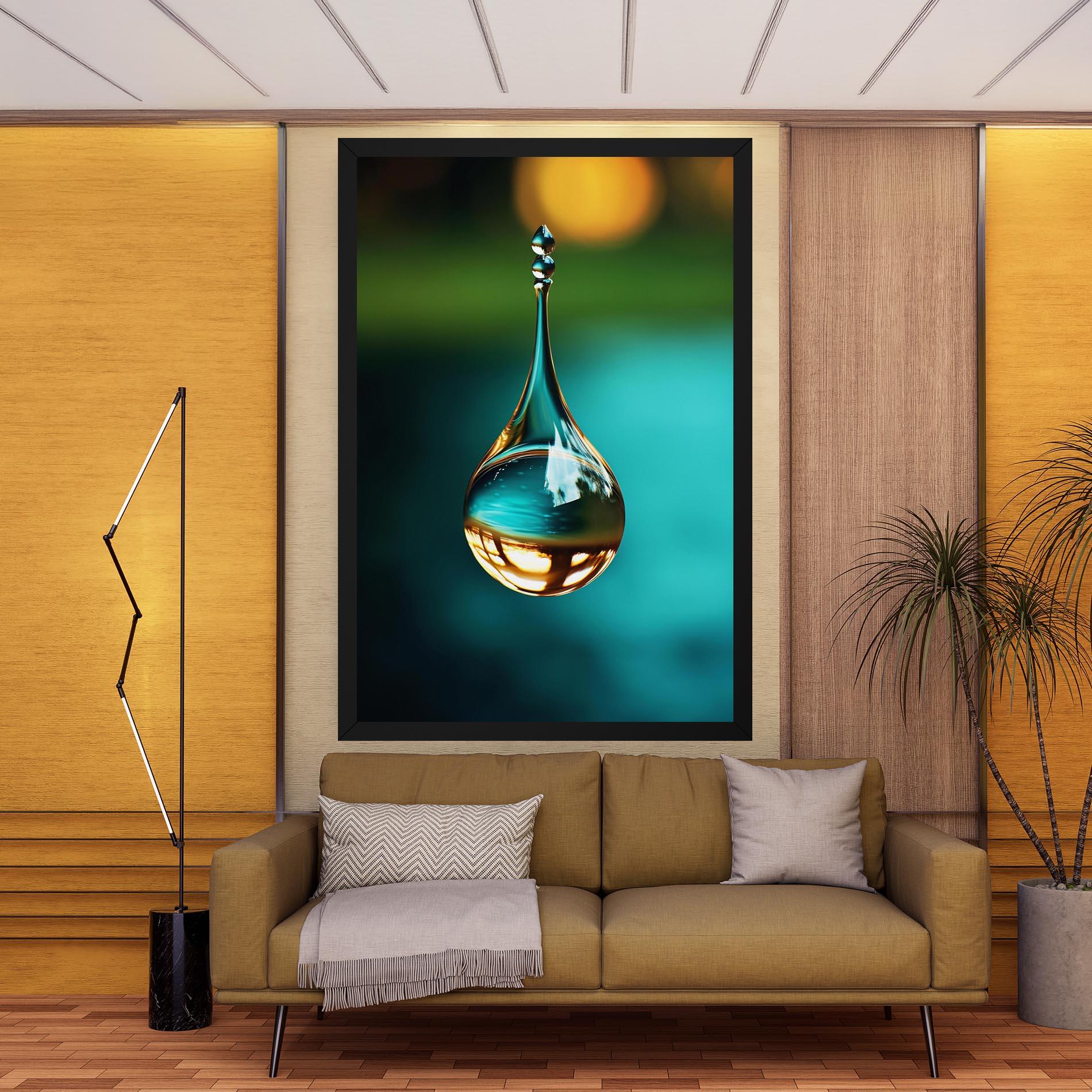 Картина на платно Big Green Drop mockup 9