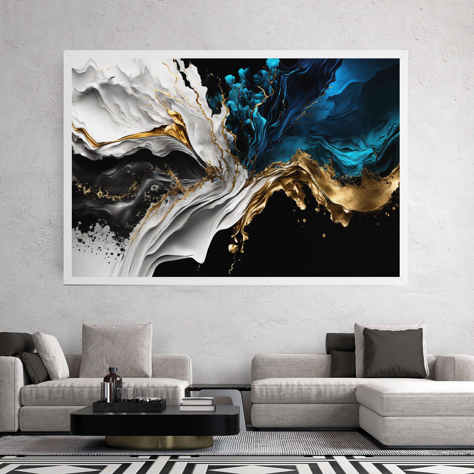 Картина на платно White Black Wave mockup 2