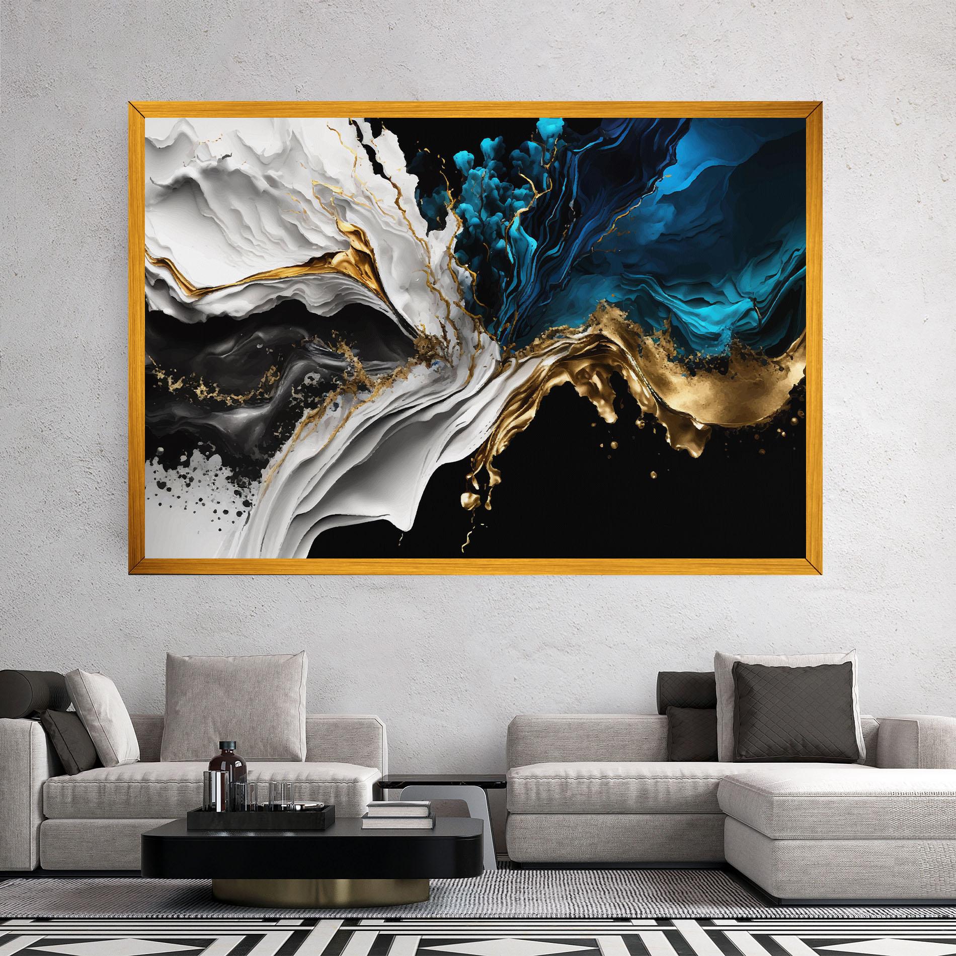 Картина на платно White Black Wave mockup 2