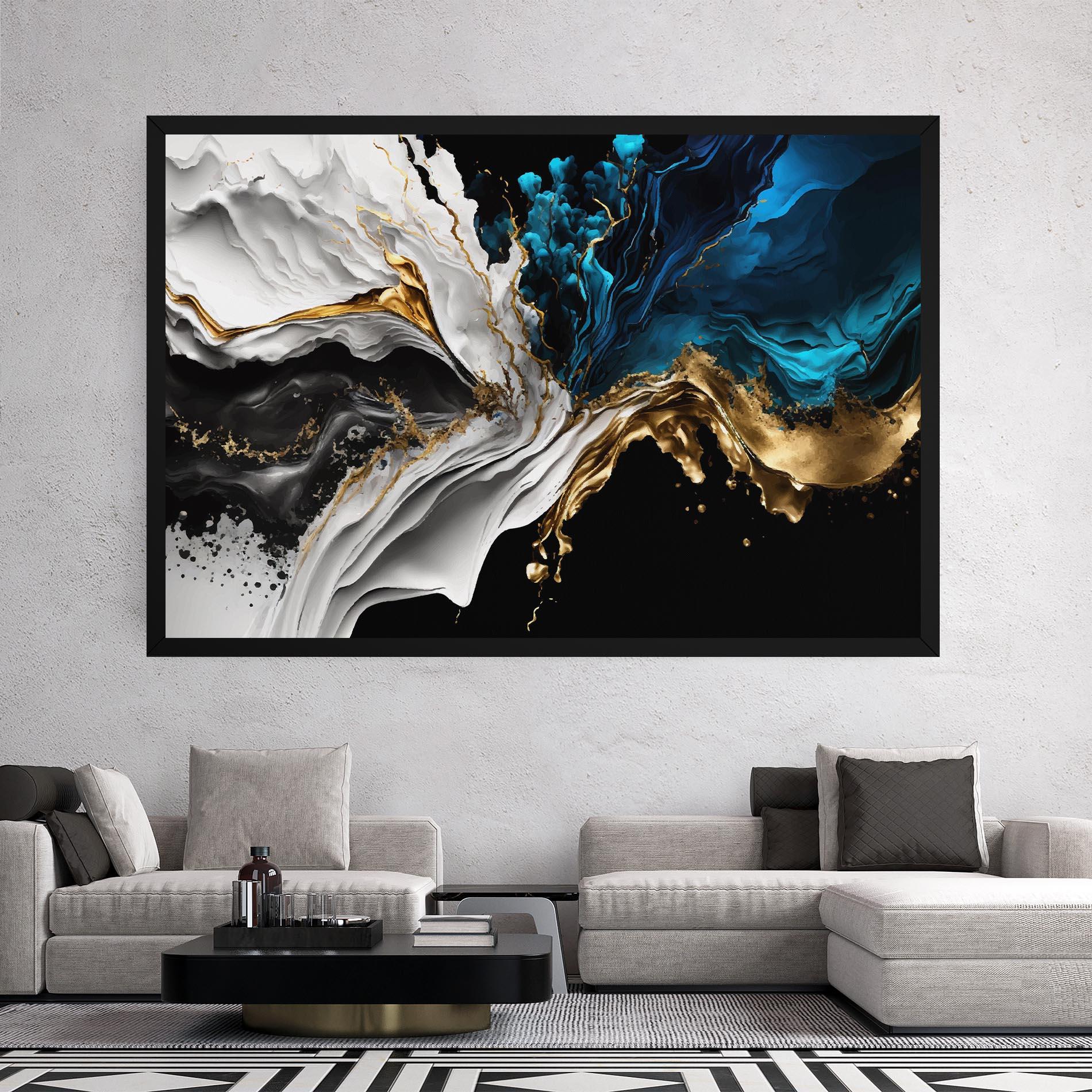 Картина на платно White Black Wave mockup 2