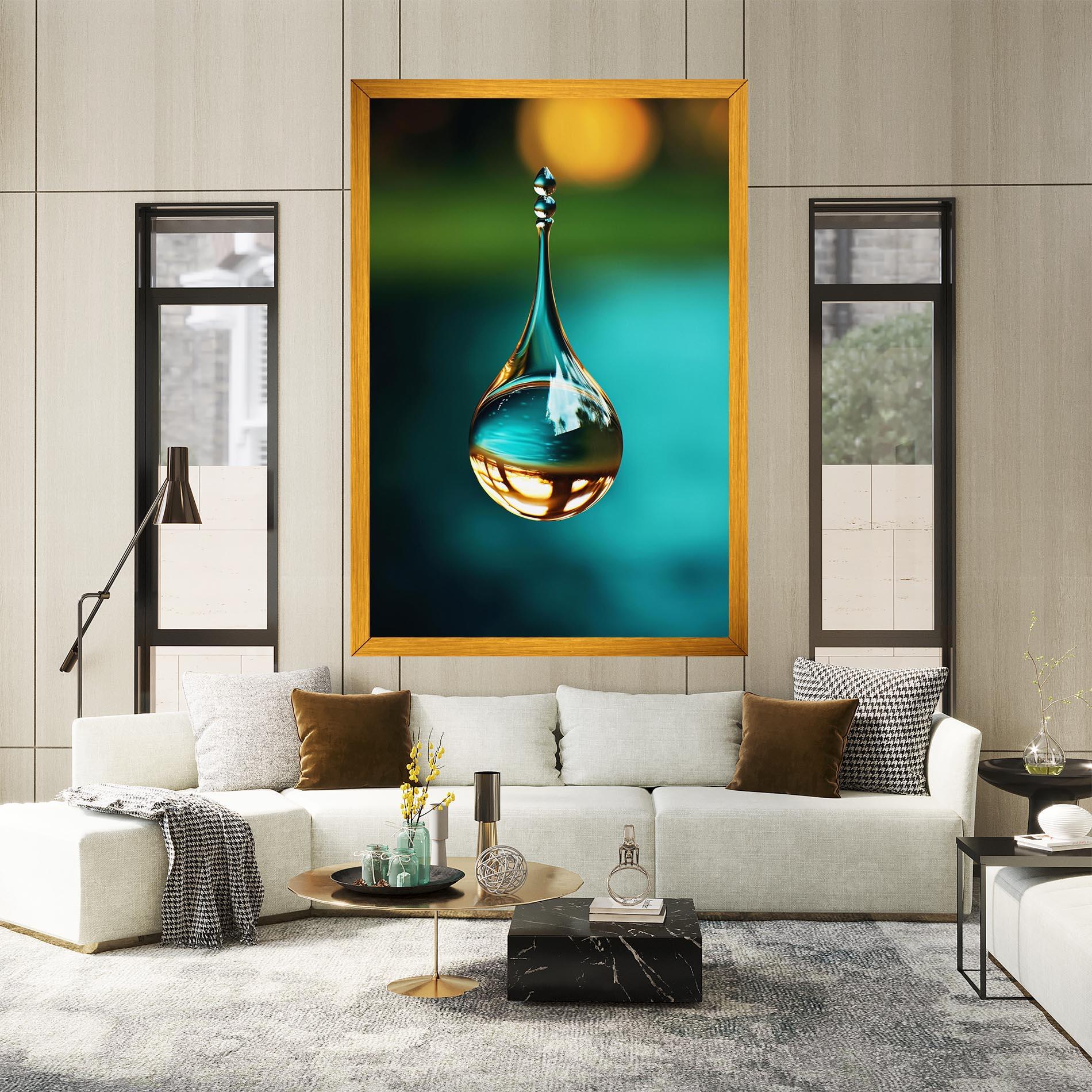 Картина на платно Big Green Drop mockup 2