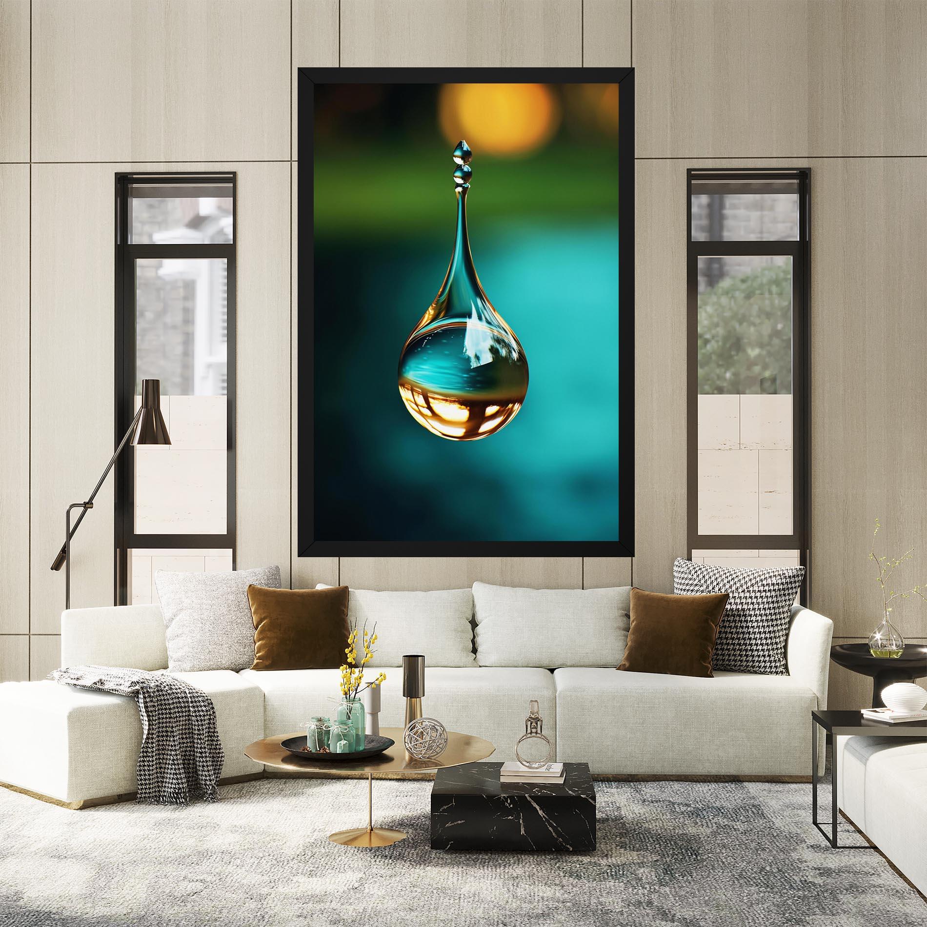 Картина на платно Big Green Drop mockup 2