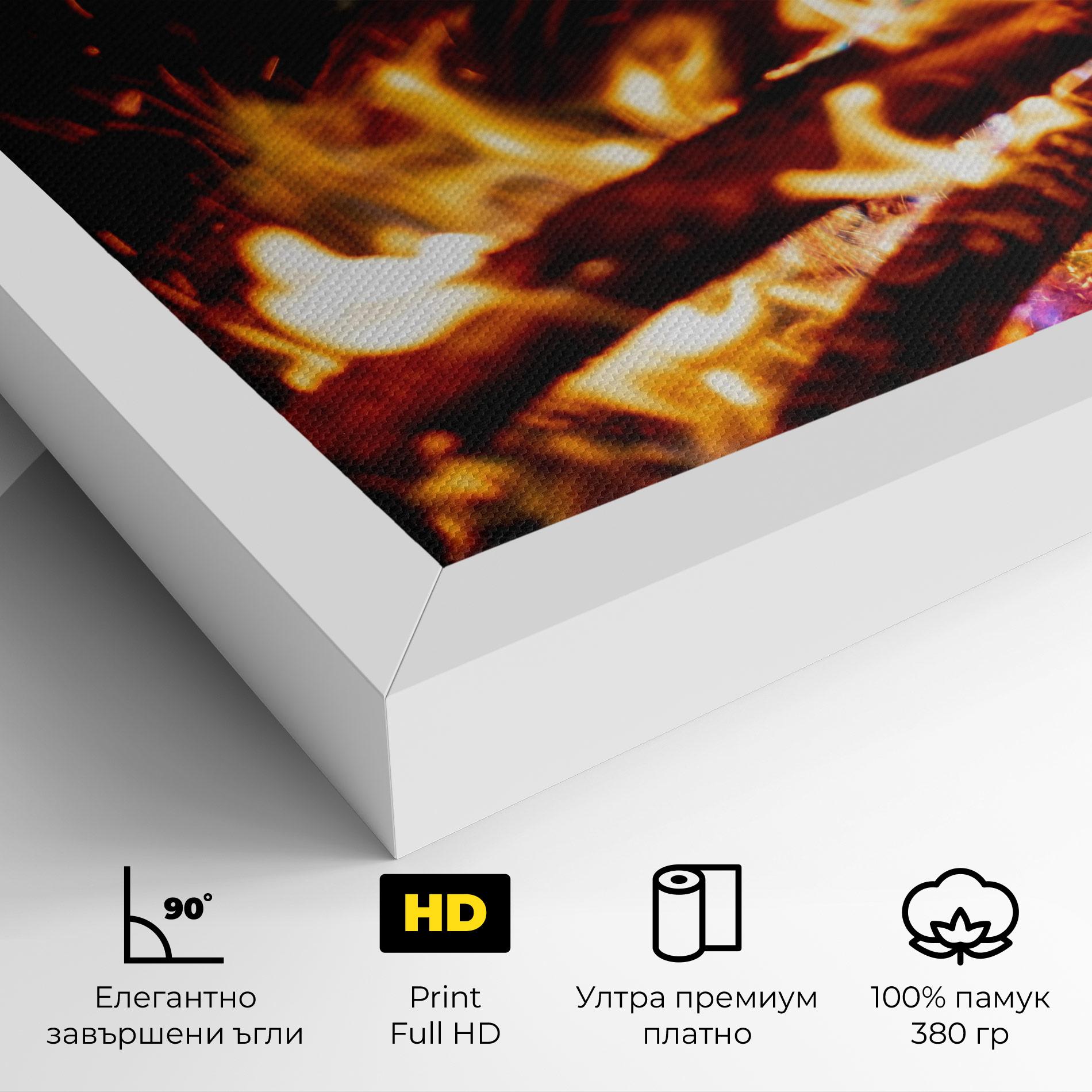 Картина на платно Blue Green Fire mockup 4