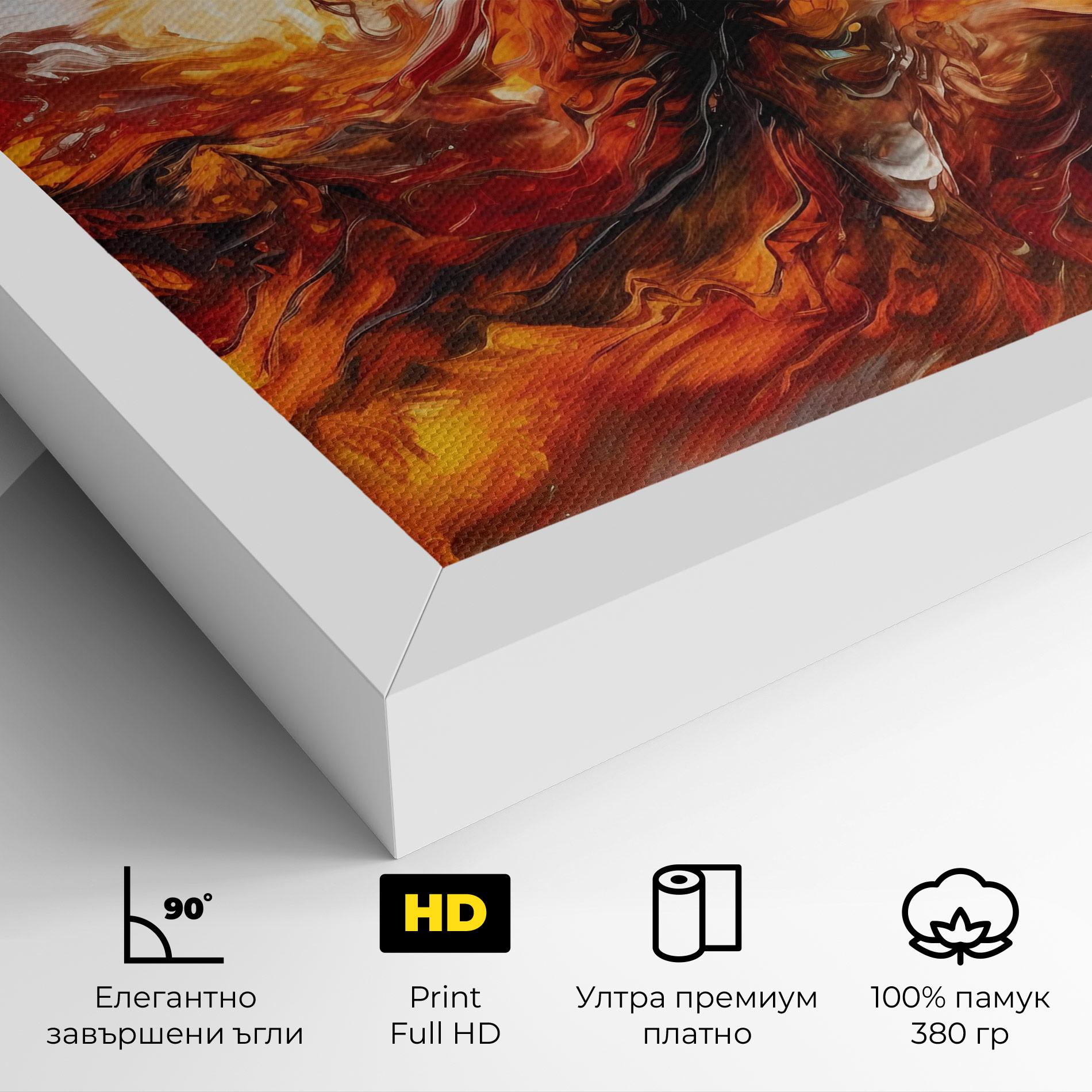 Картина на платно Fiery Red Orange Art mockup 4