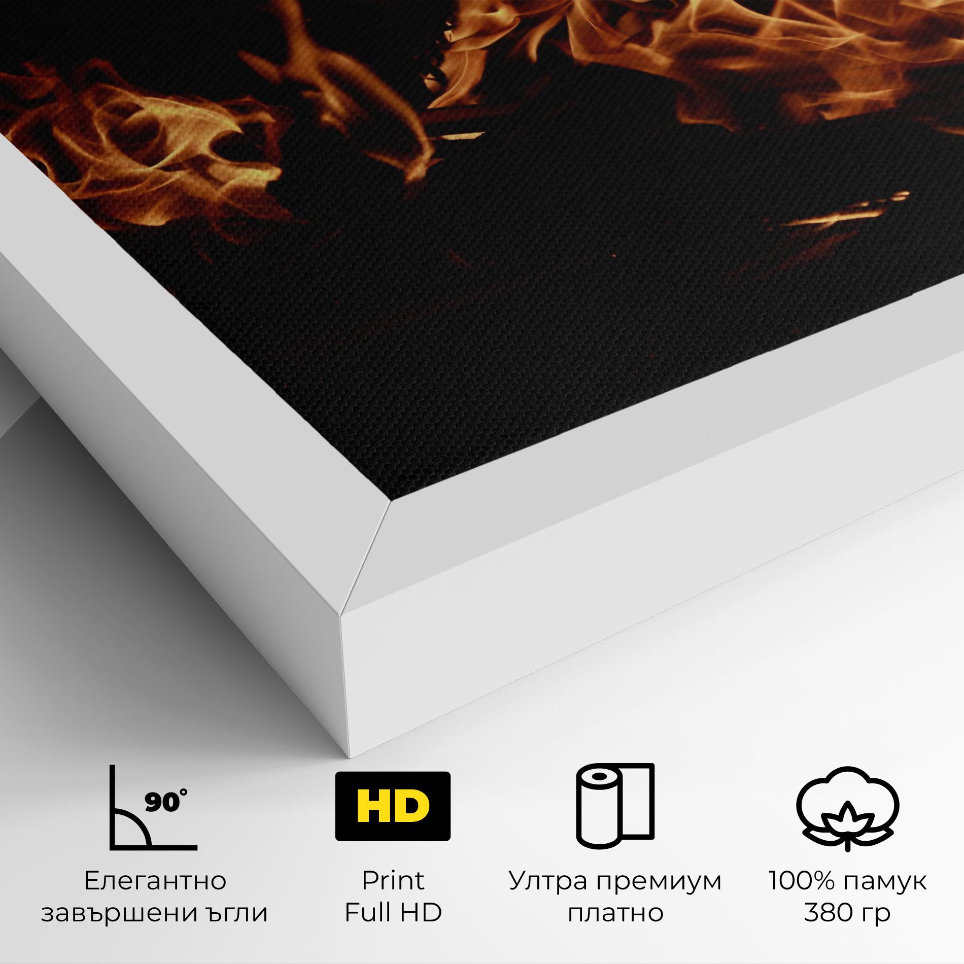 Картина на платно Fire On Black mockup 4