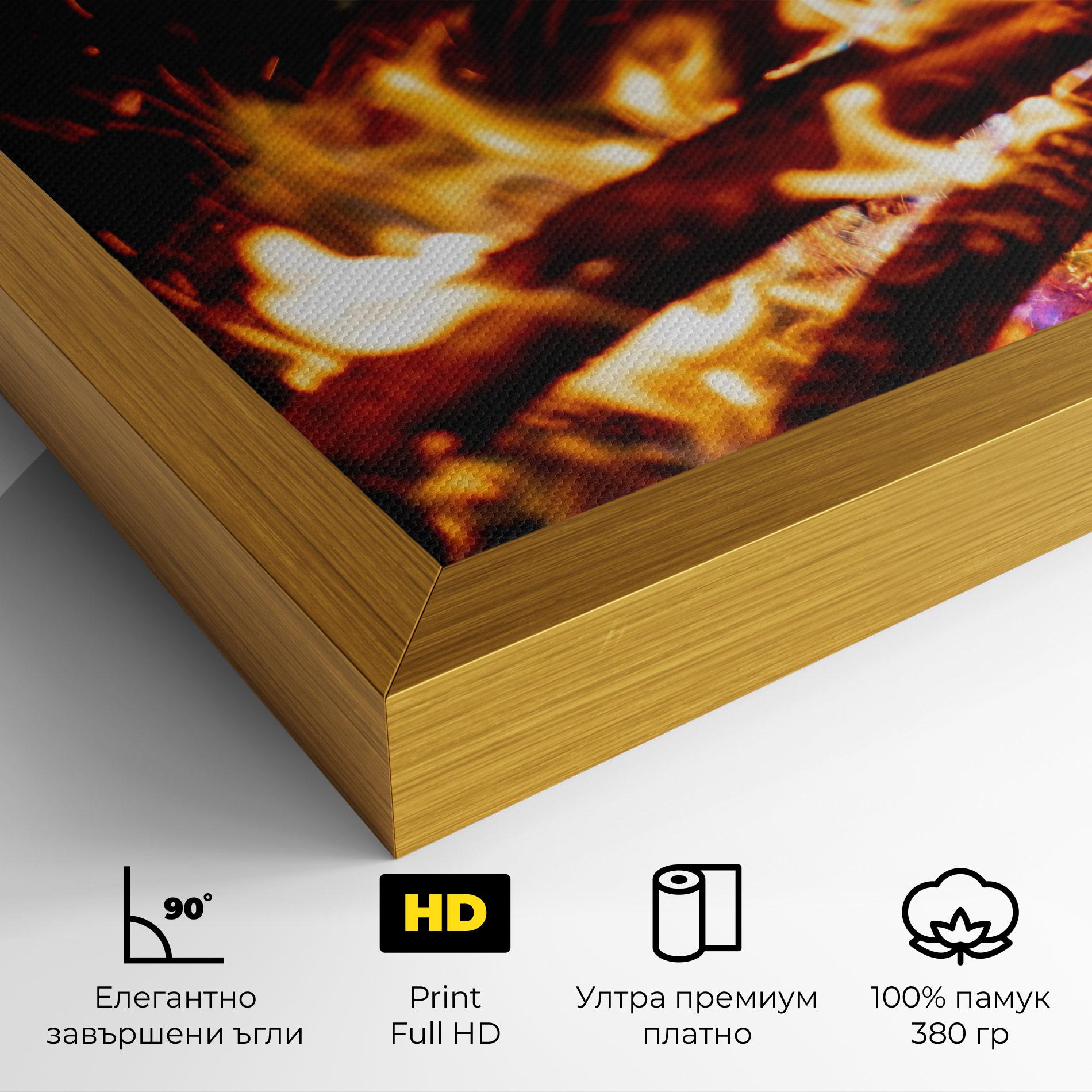 Картина на платно Blue Green Fire mockup 4