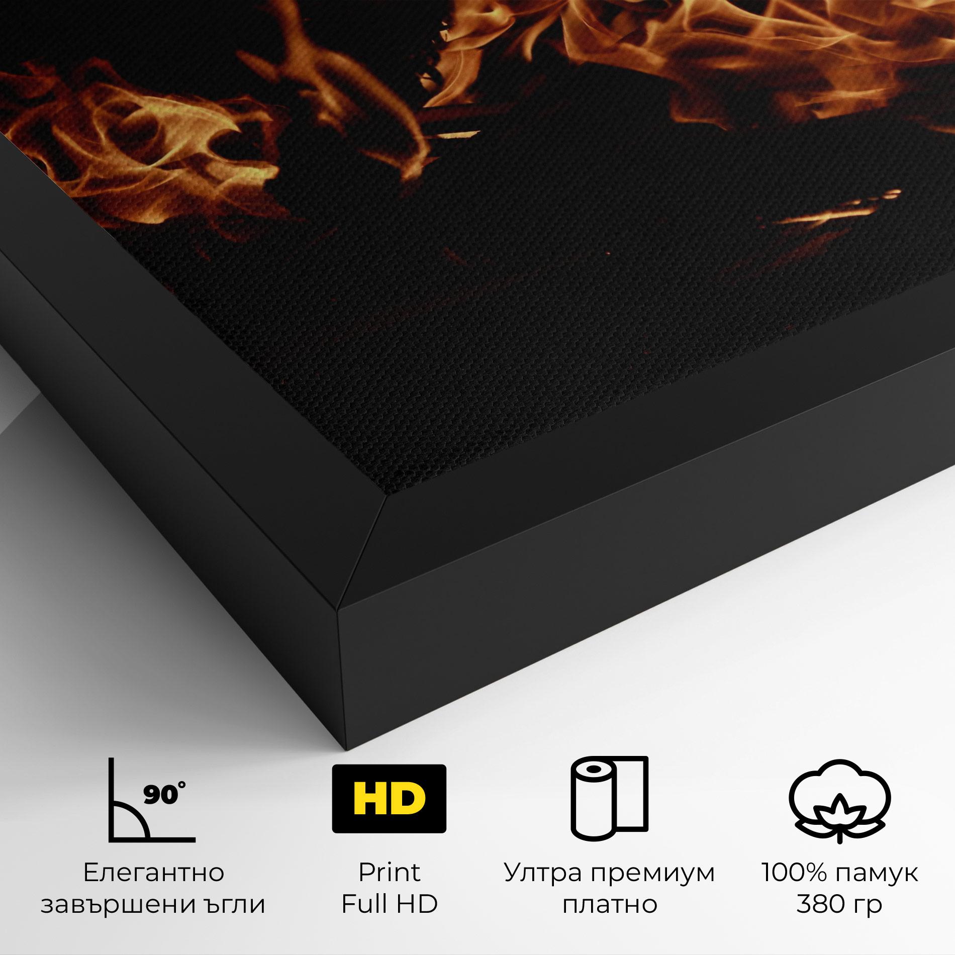 Картина на платно Fire On Black mockup 4