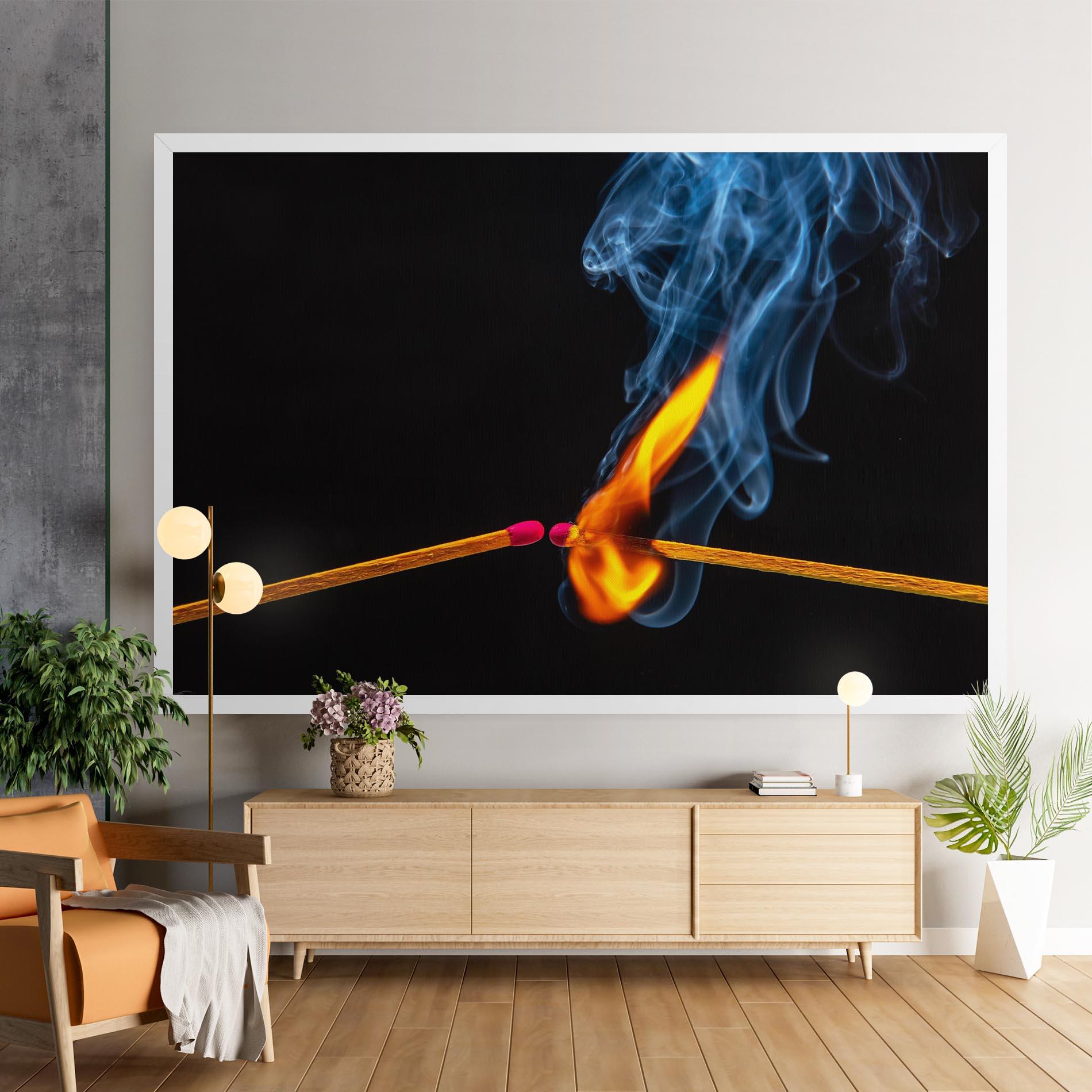 Картина на платно Burning Smoking Match mockup 9
