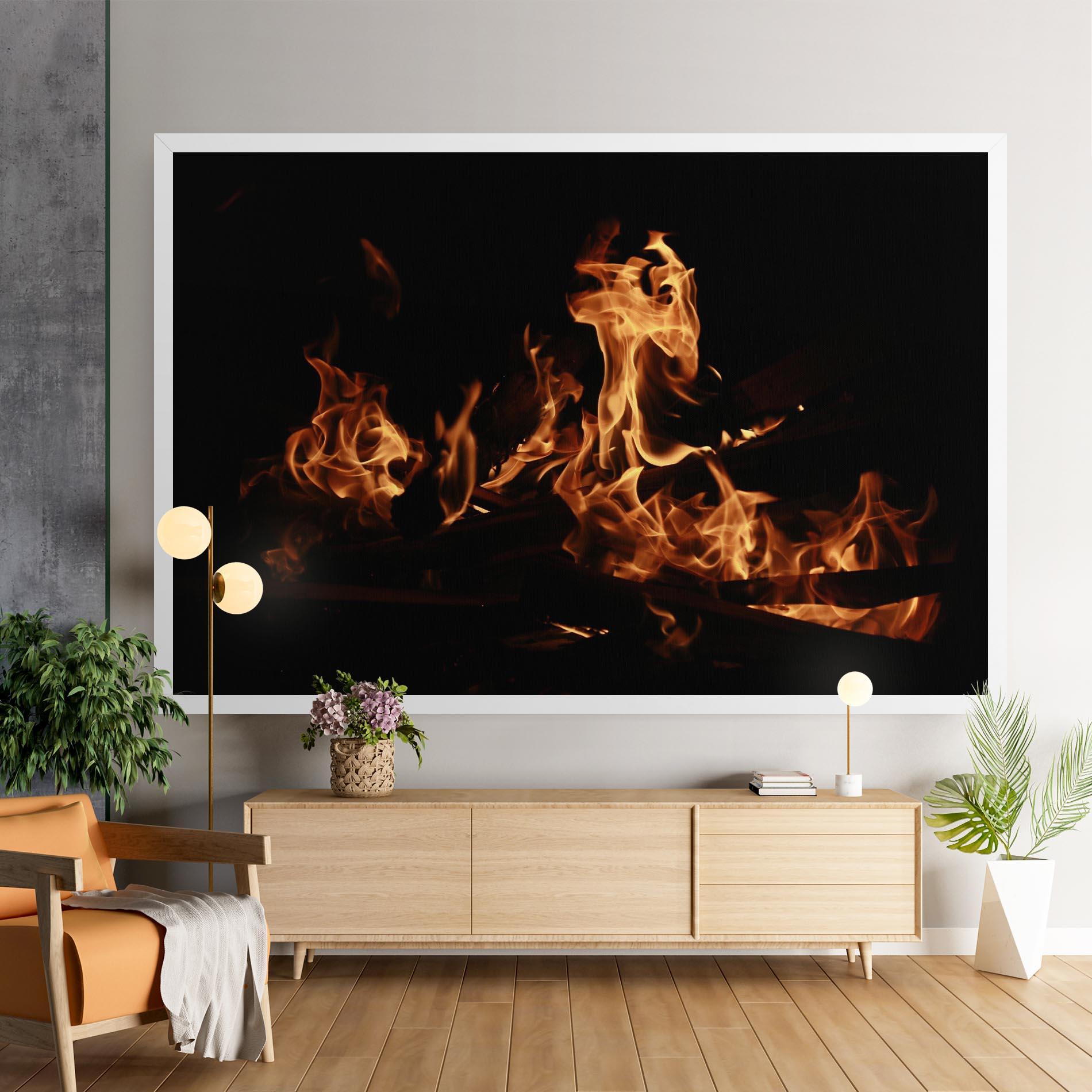Картина на платно Fire On Black mockup 9
