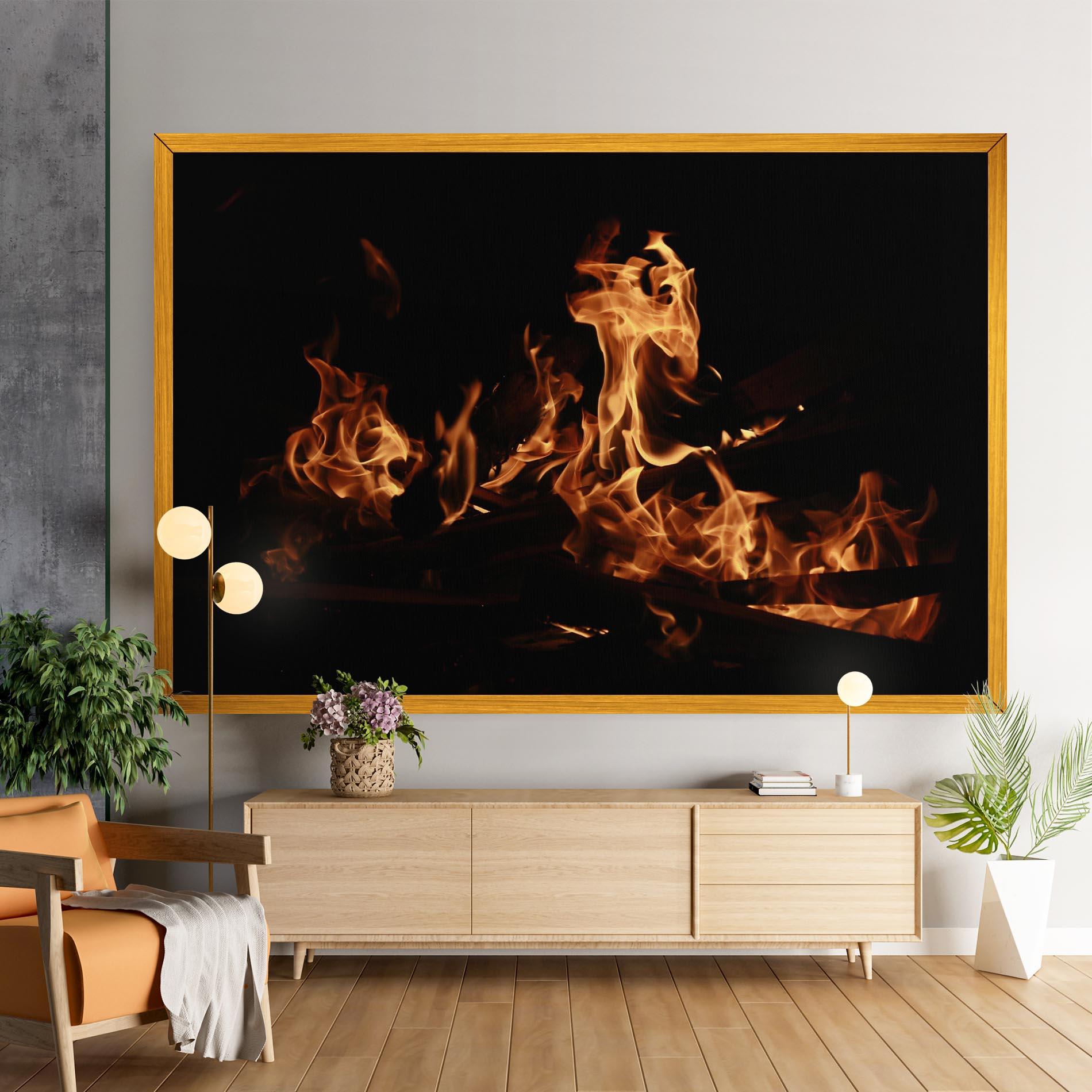 Картина на платно Fire On Black mockup 9