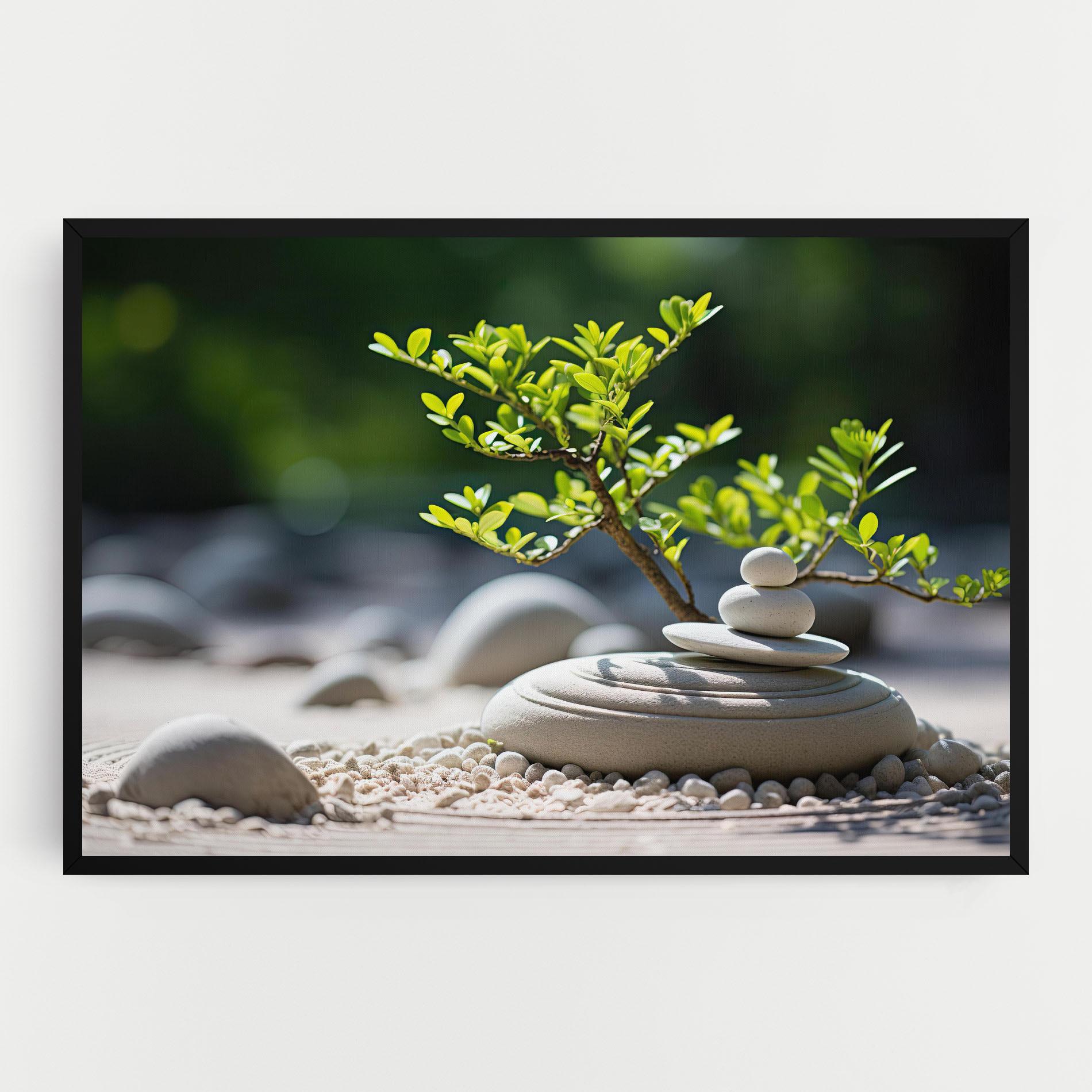 Картина на платно White Pebbles Plants mockup 0