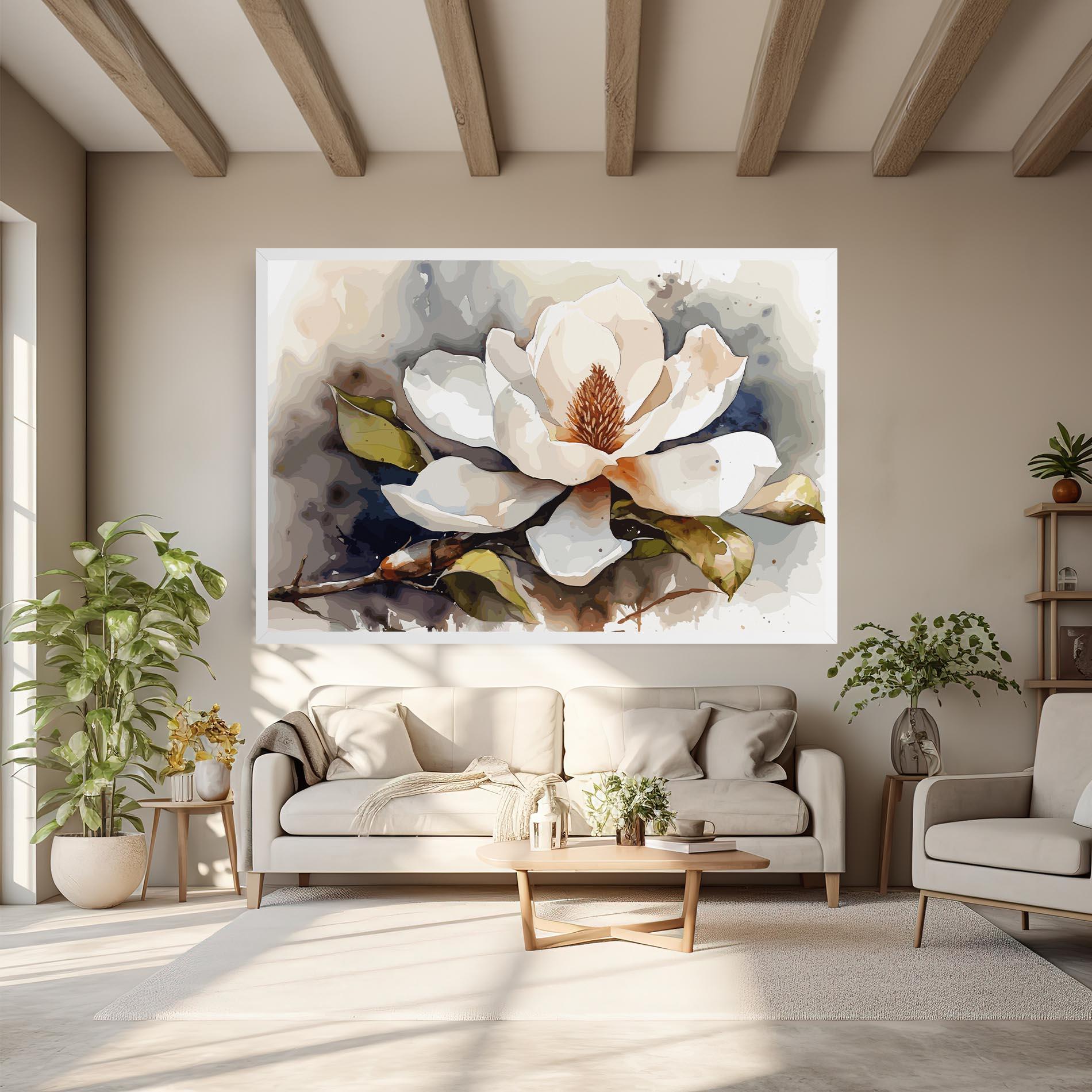 Картина на платно Cream Nature Flower mockup 6