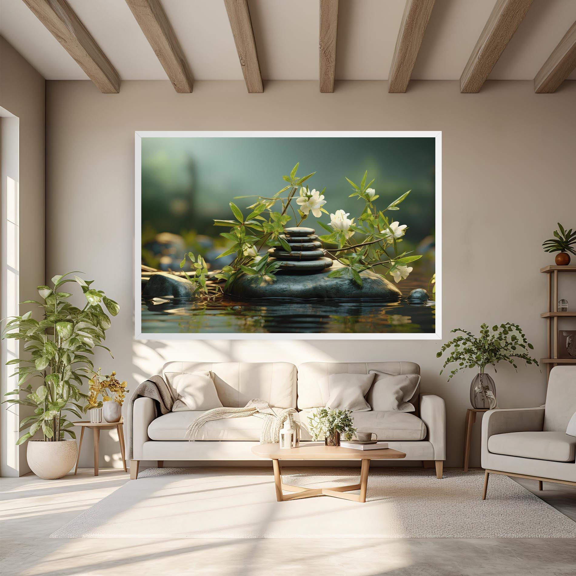 Картина на платно Rock Garden Pond mockup 6
